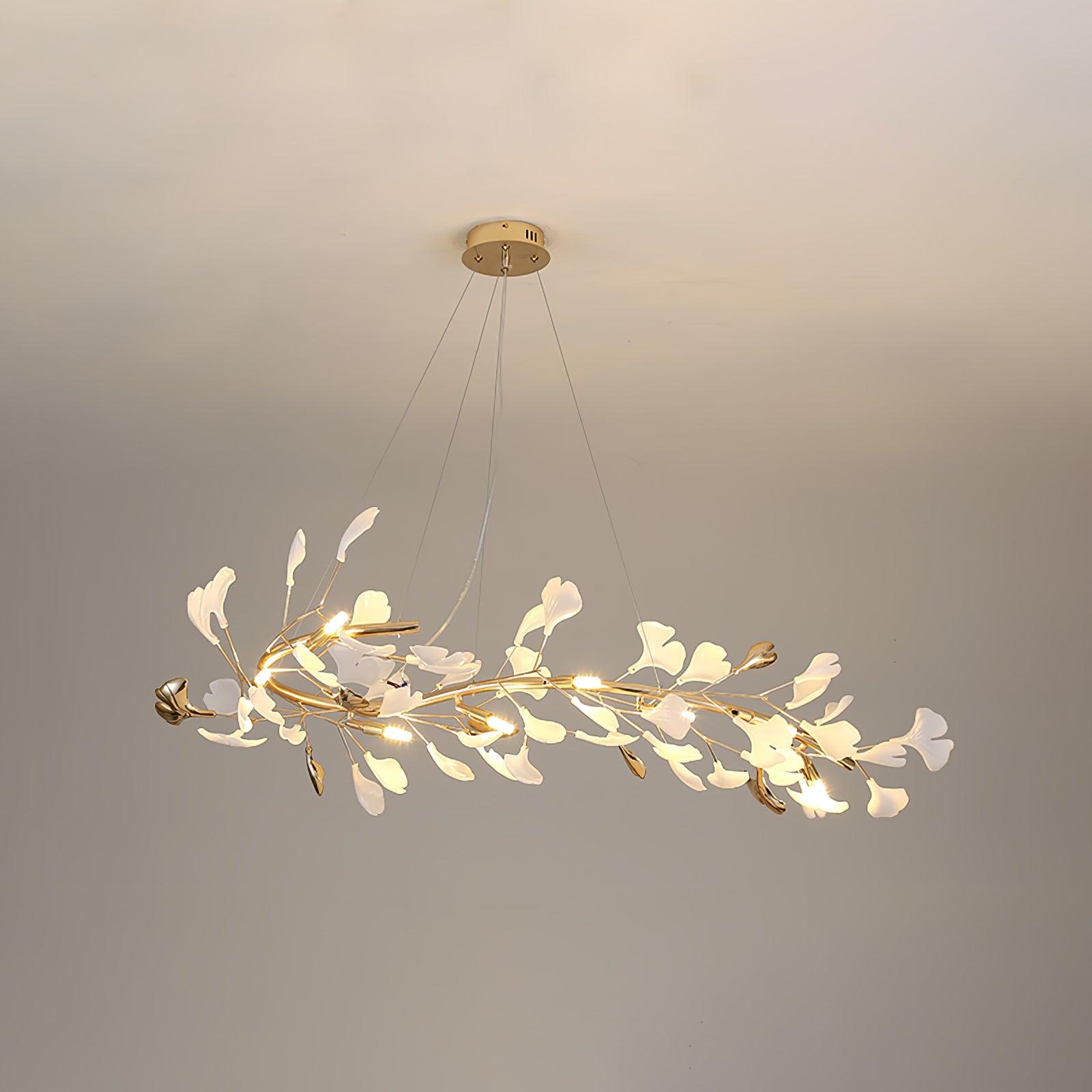 Twilight Branches Ceramic Gingko Chandelier T#size_Model B L 47.2″ x W 25.6″ x H 13.8″