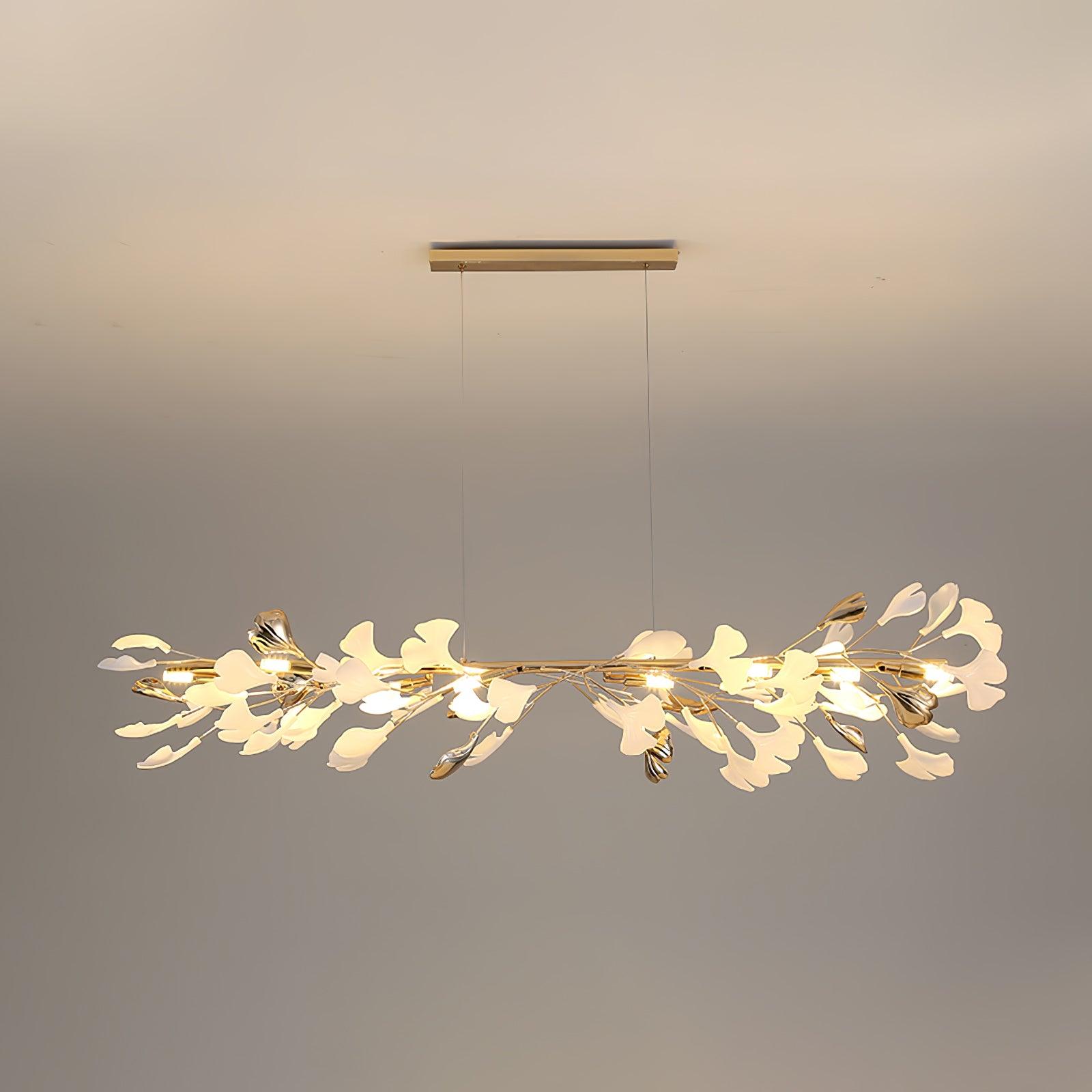 Twilight Branches Ceramic Gingko Chandelier T#size_Model C L 47.2″ x W 13.8″ x H 13.8″