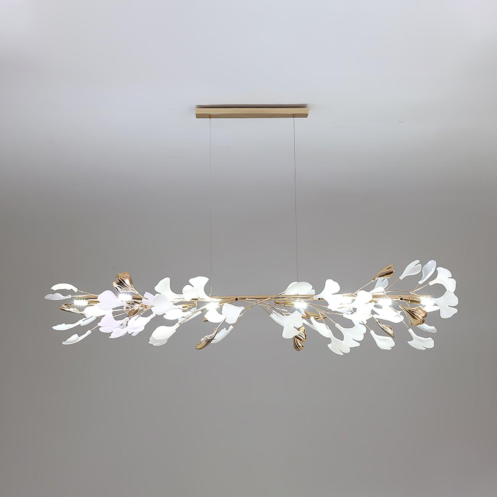 Twilight Branches Ceramic Gingko Chandelier T#size_Model C L 47.2″ x W 13.8″ x H 13.8″