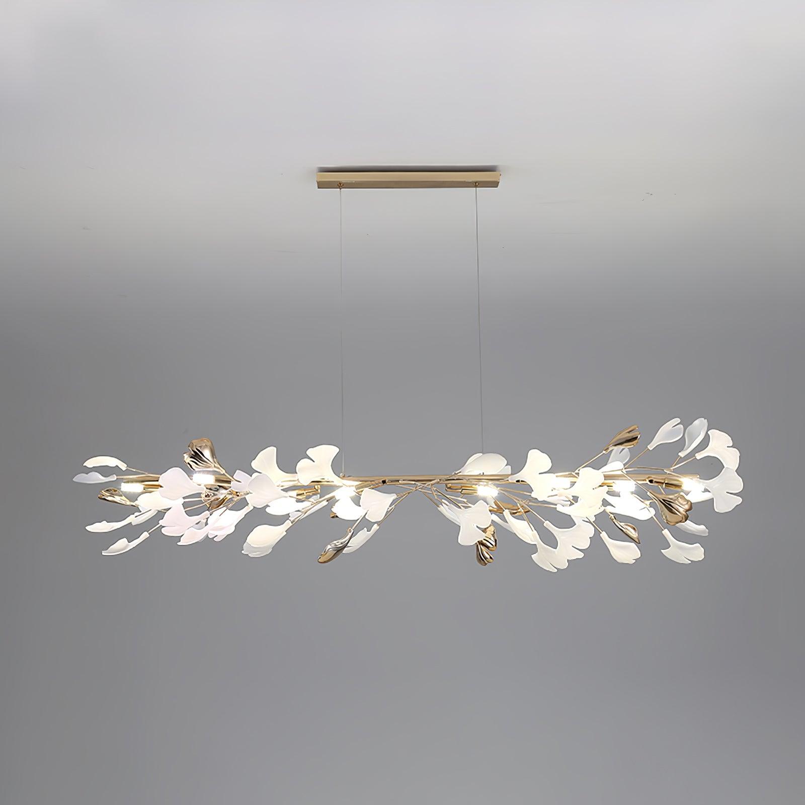 Twilight Branches Ceramic Gingko Chandelier T#size_Model C L 47.2″ x W 13.8″ x H 13.8″