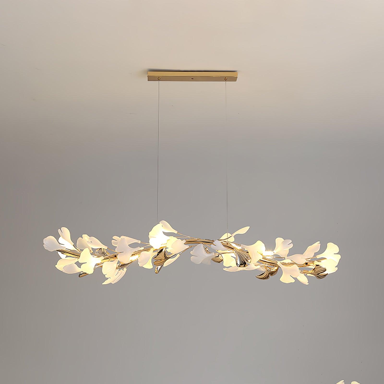 Twilight Branches Ceramic Gingko Chandelier T#size_Model D L 47.2″ x W 7.9″ x H 7.9″