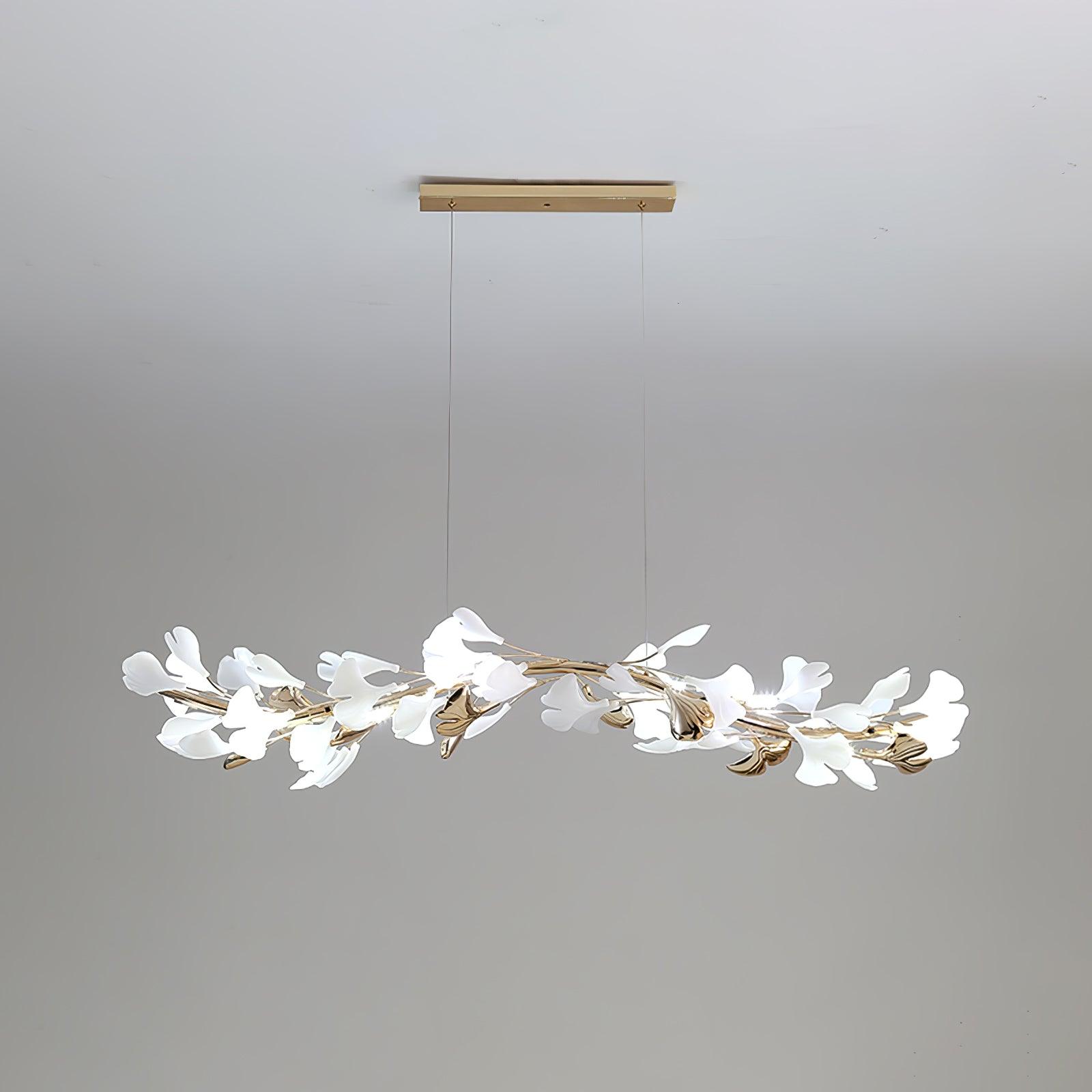 Twilight Branches Ceramic Gingko Chandelier T#size_Model D L 47.2″ x W 7.9″ x H 7.9″
