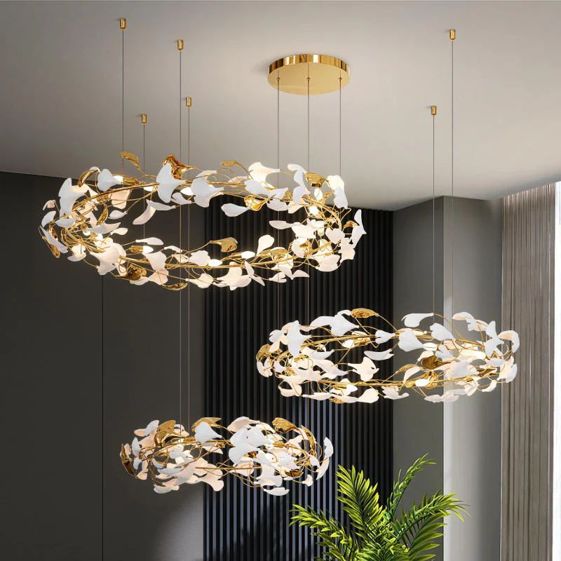 Twilight Branches Ceramic Ginkgo Rings Branch Chandelier