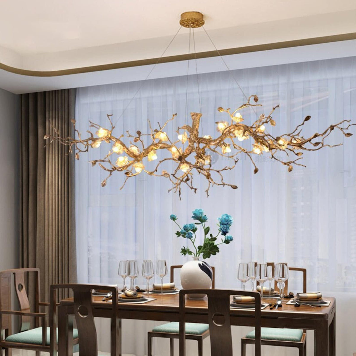 Flora Glass Flower Tree Branch Chandelier
