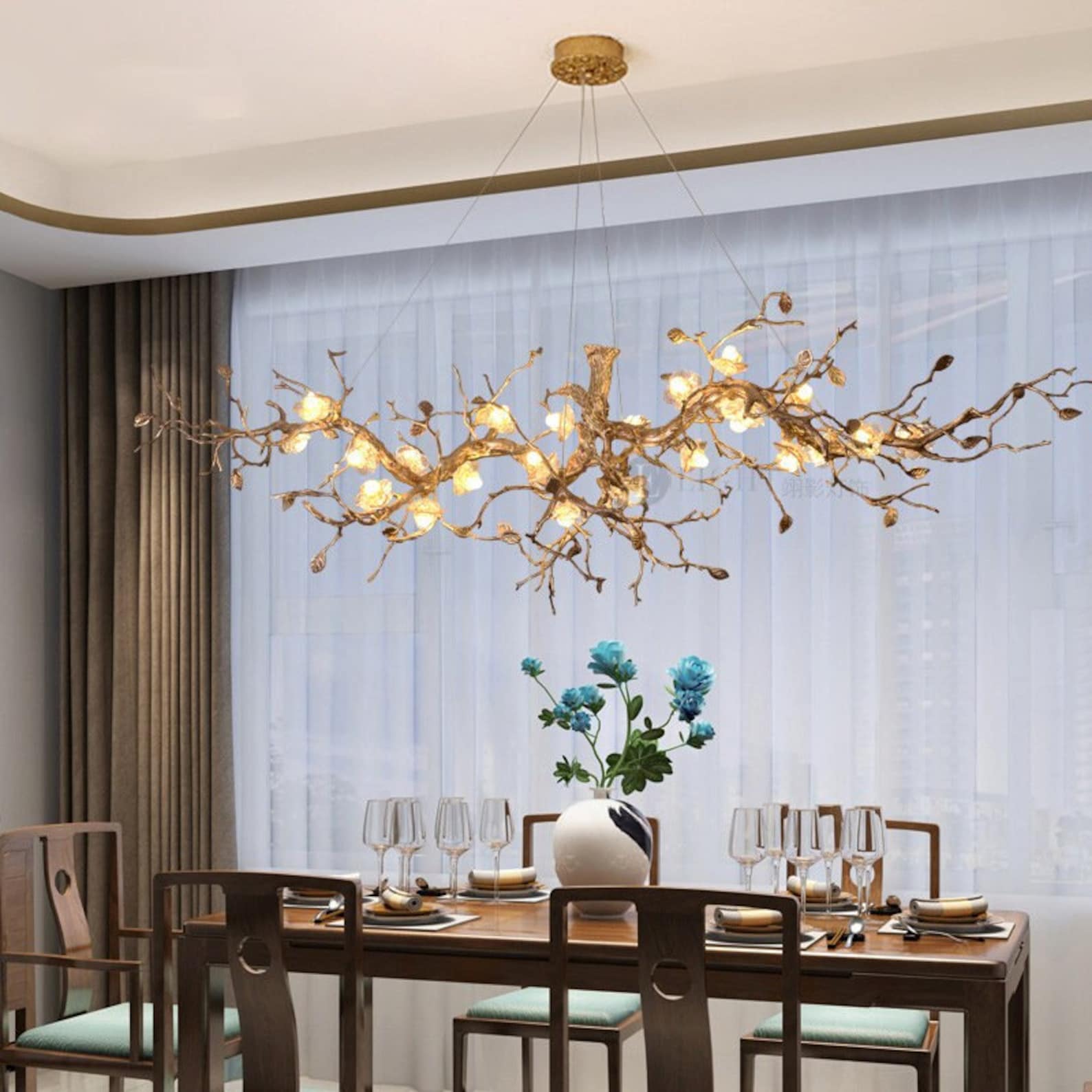 Flora Glass Flower Tree Branch Chandelier