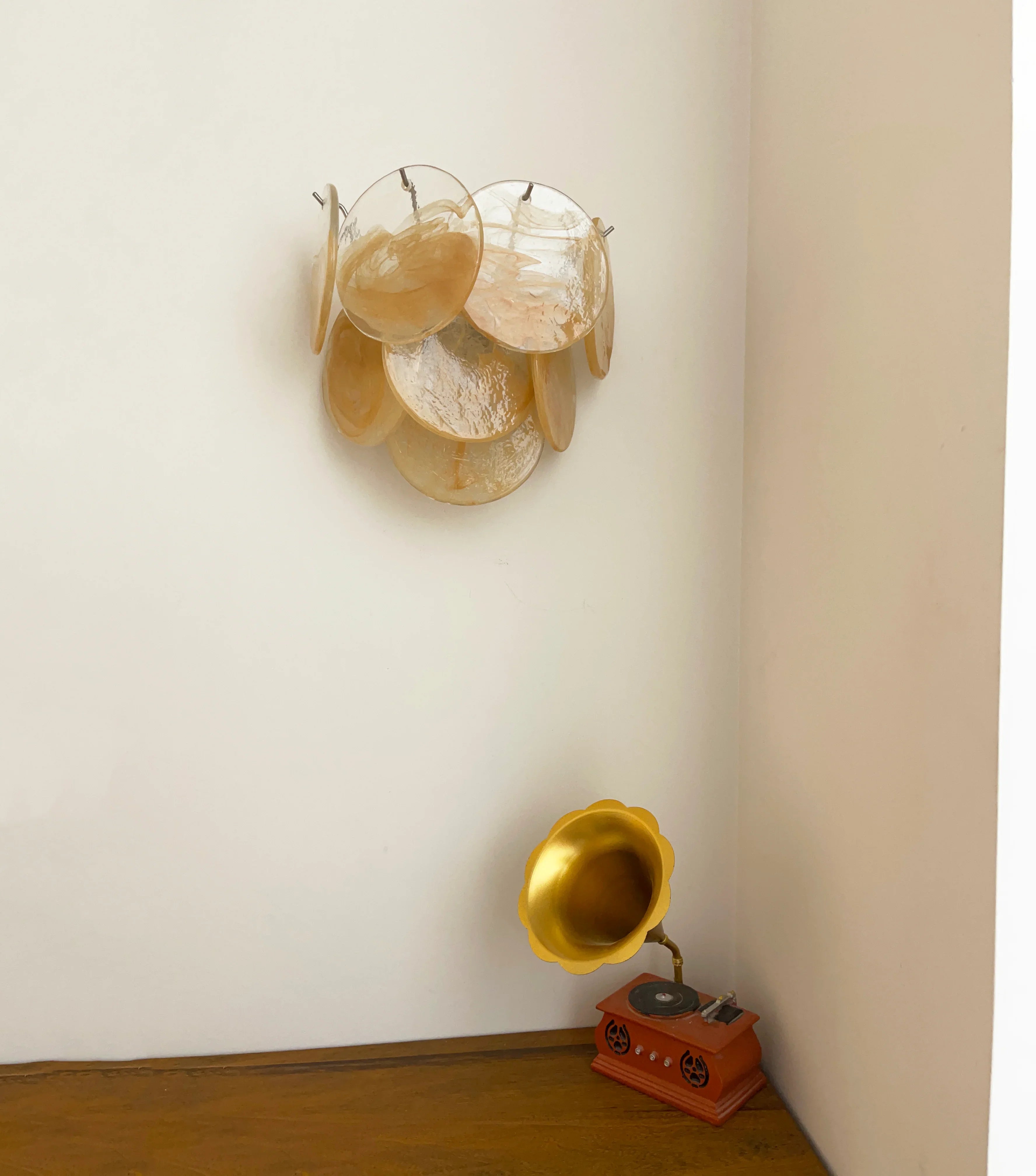 Gold Vintage Murano Glass Wall Lamp 13.4"