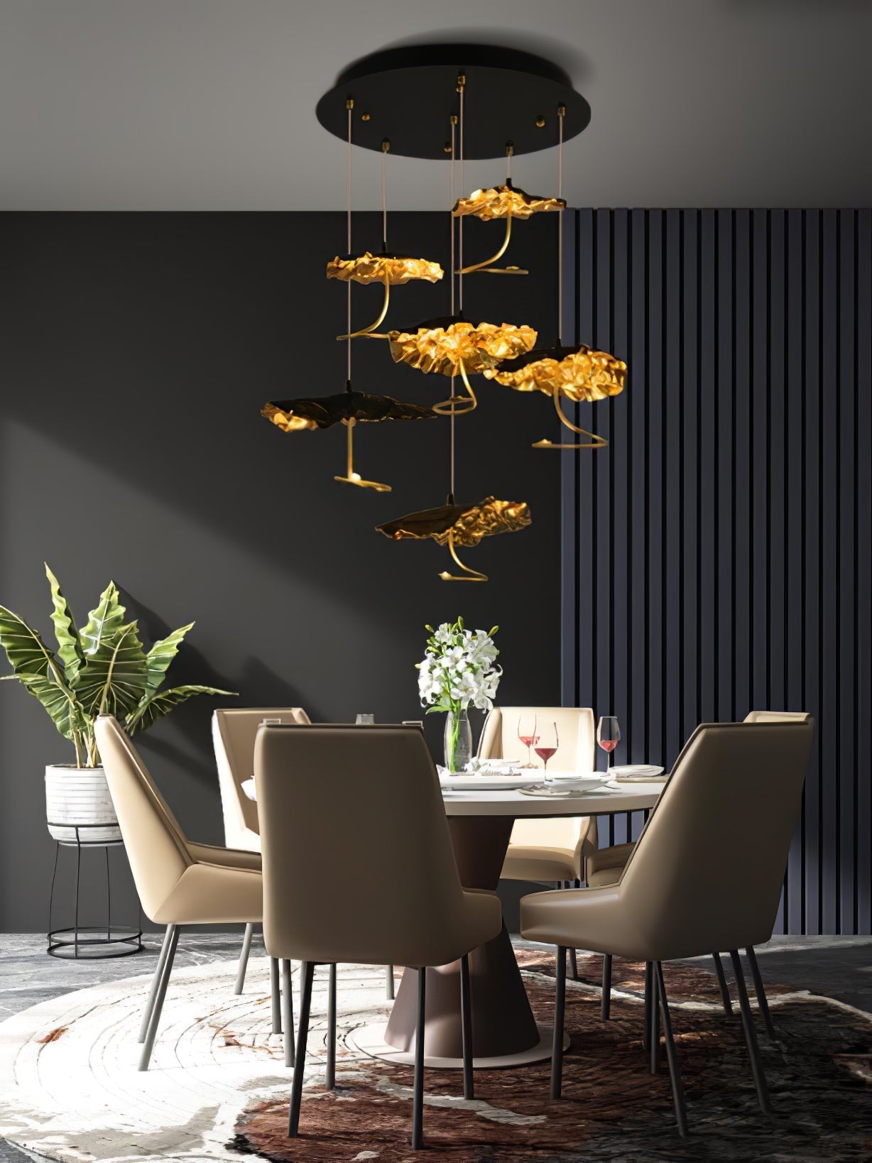 Naniv Brass Shade Aviary Constellation Chandelier