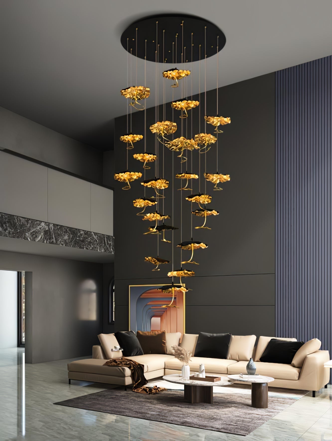 Naniv Brass Shade Aviary Constellation Chandelier
