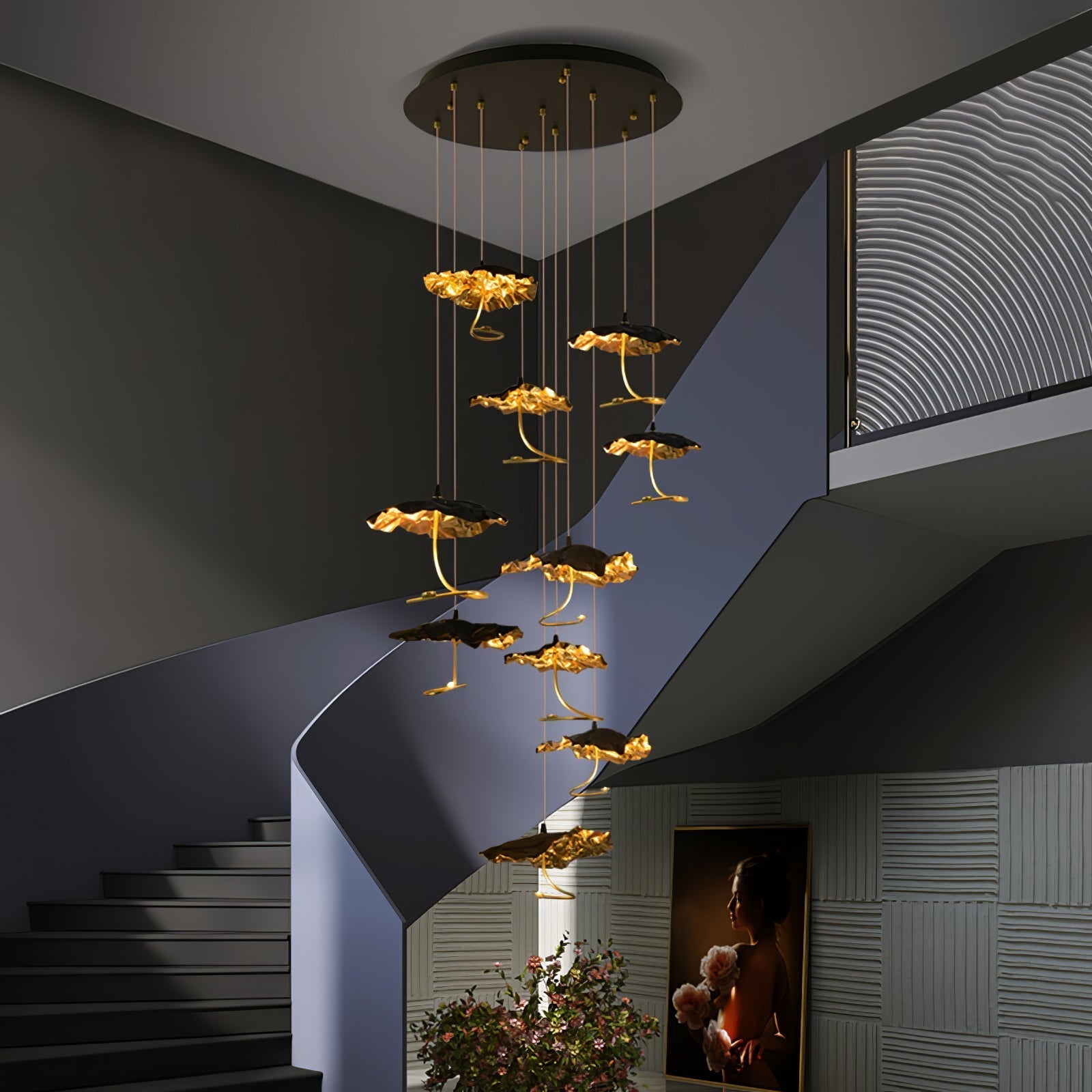 Naniv Brass Shade Aviary Constellation Chandelier