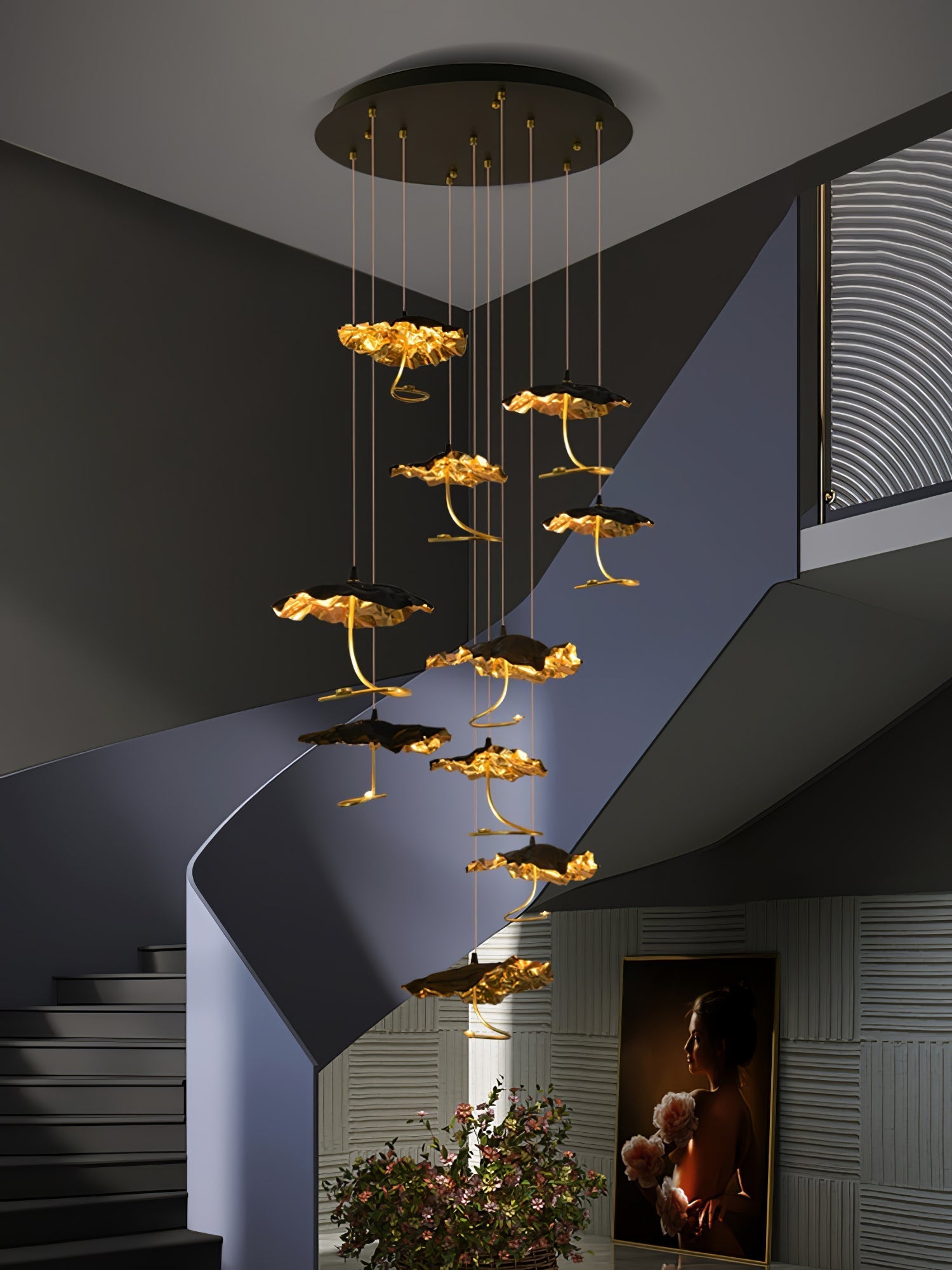 Naniv Brass Shade Aviary Constellation Chandelier