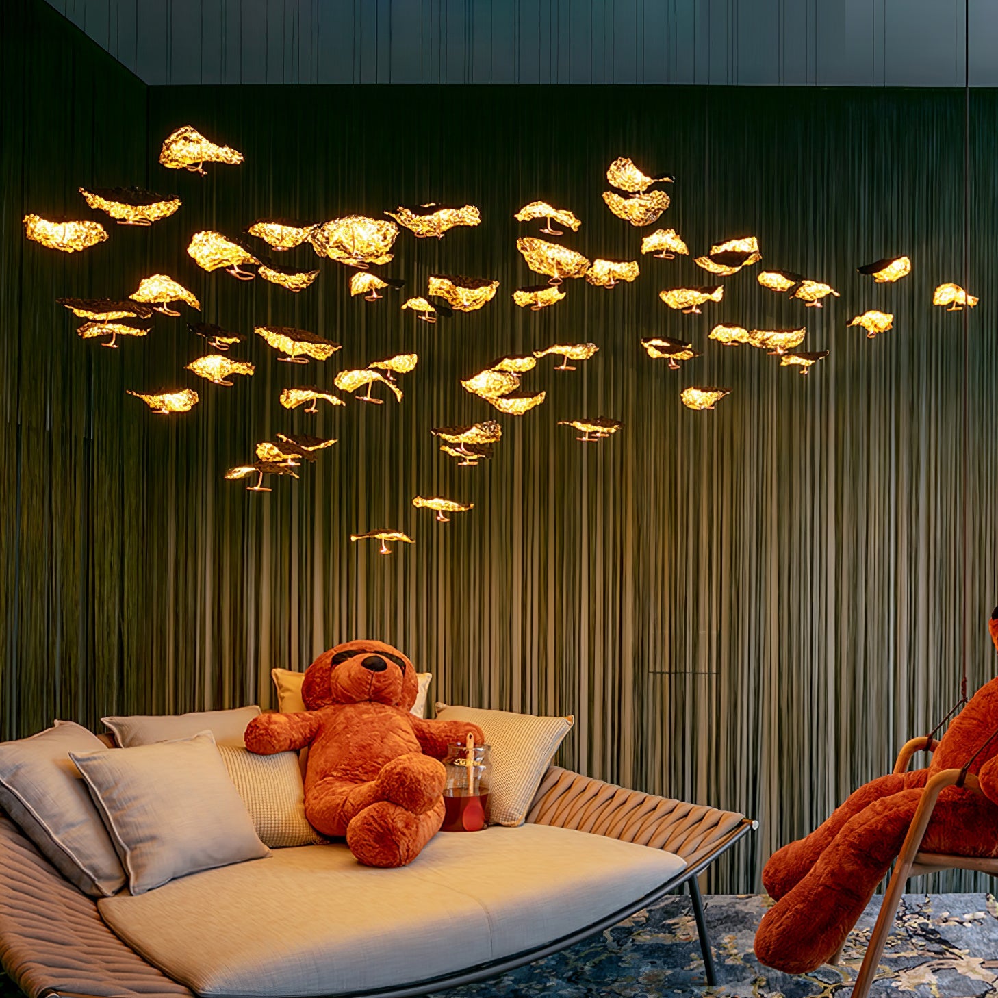 Naniv Brass Shade Aviary Constellation Chandelier