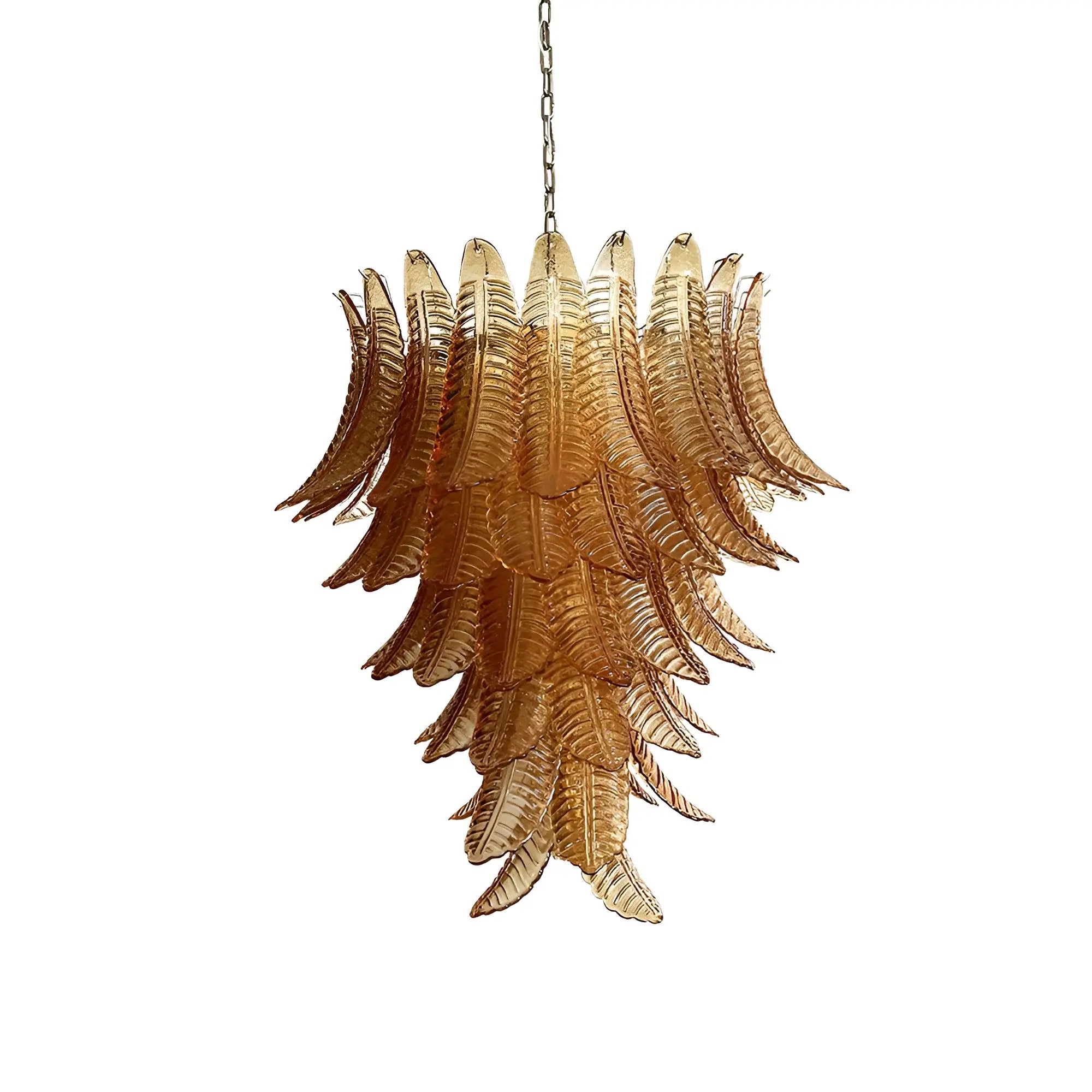 Gorgeous Murano Felci Amber Glass Chandelier 33.5"
