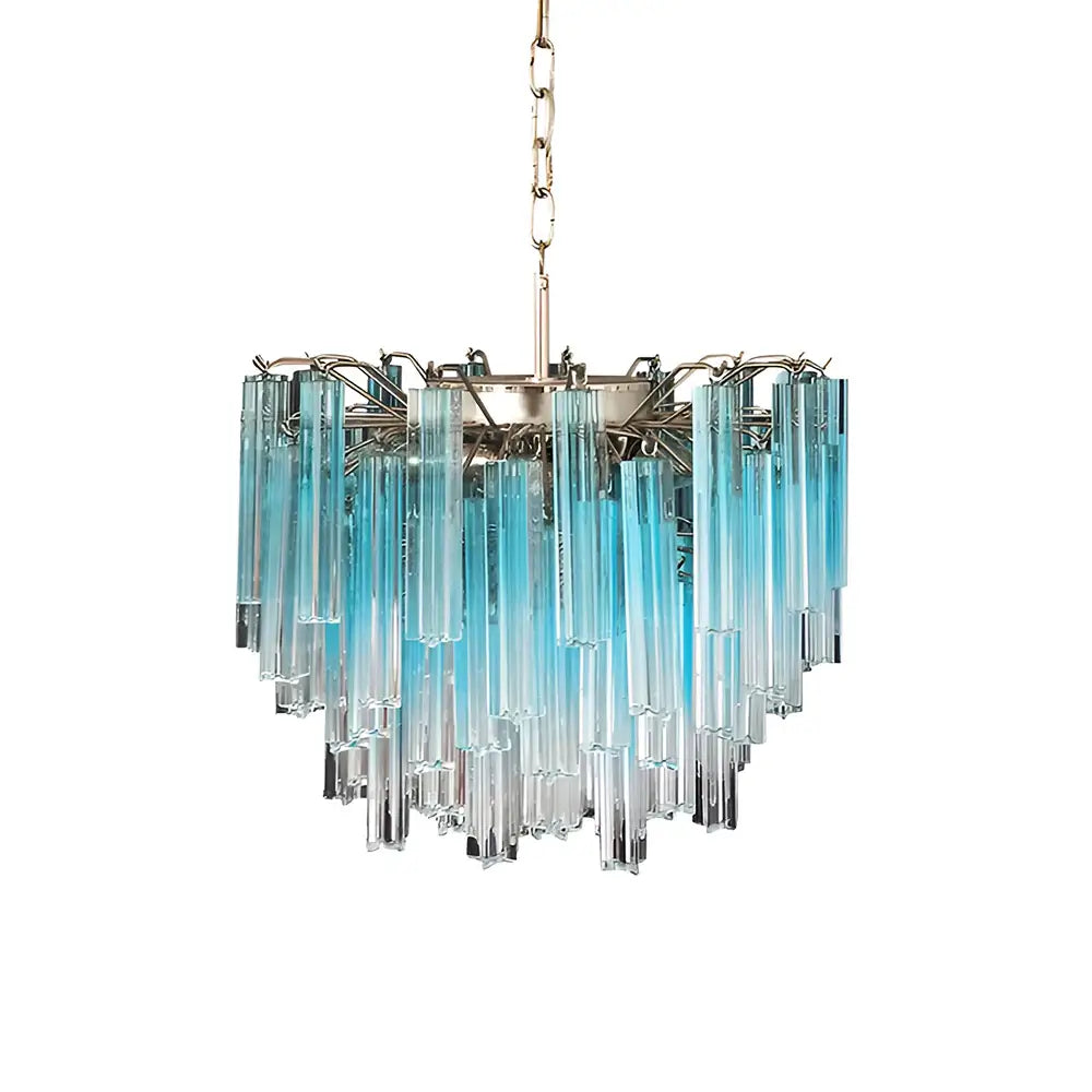 Gorgeous Murano Quadriedri Prisms Blue Chandelier 17.7"
