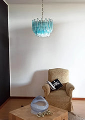 Gorgeous Murano Quadriedri Prisms Blue Chandelier 17.7"