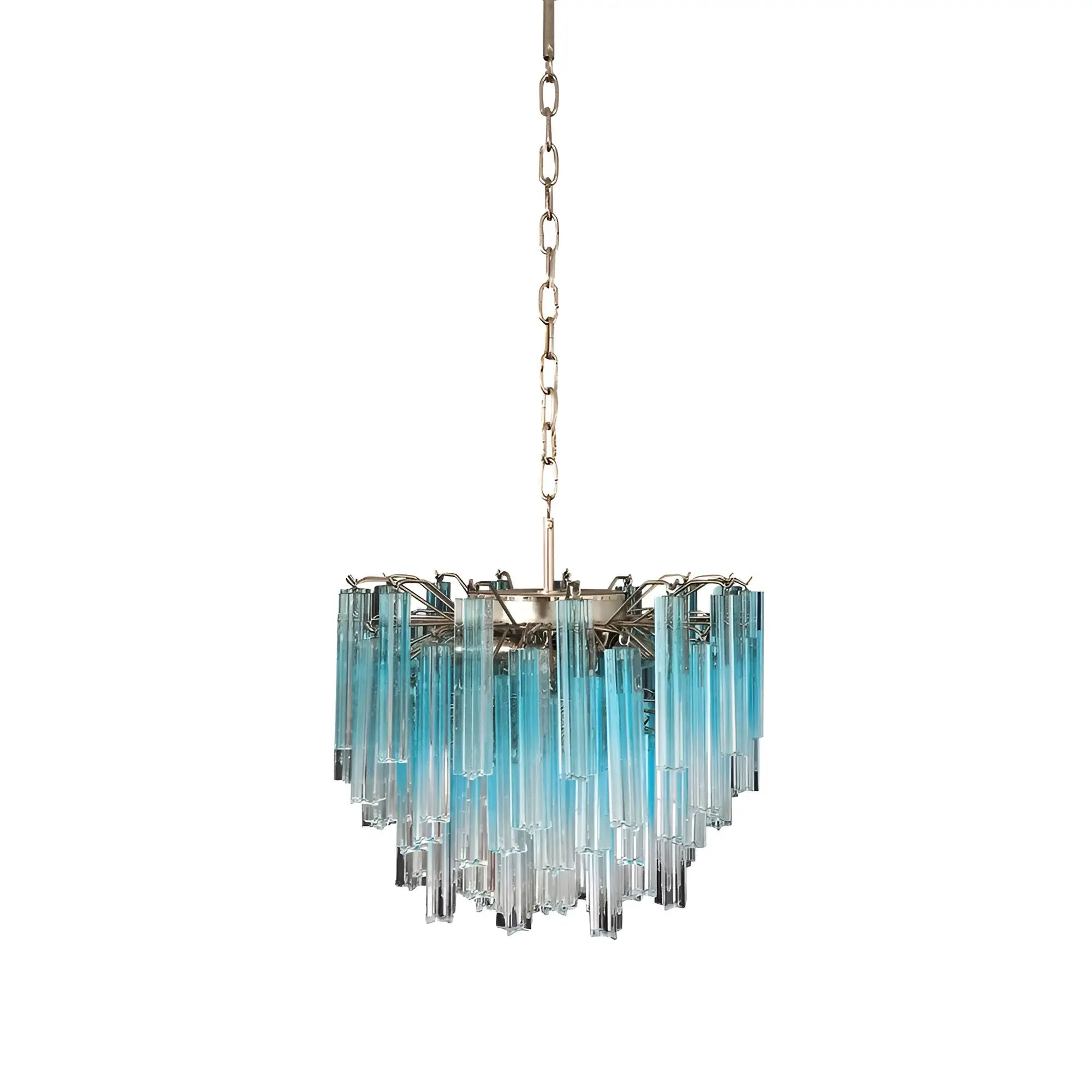 Gorgeous Murano Quadriedri Prisms Blue Chandelier 17.7"