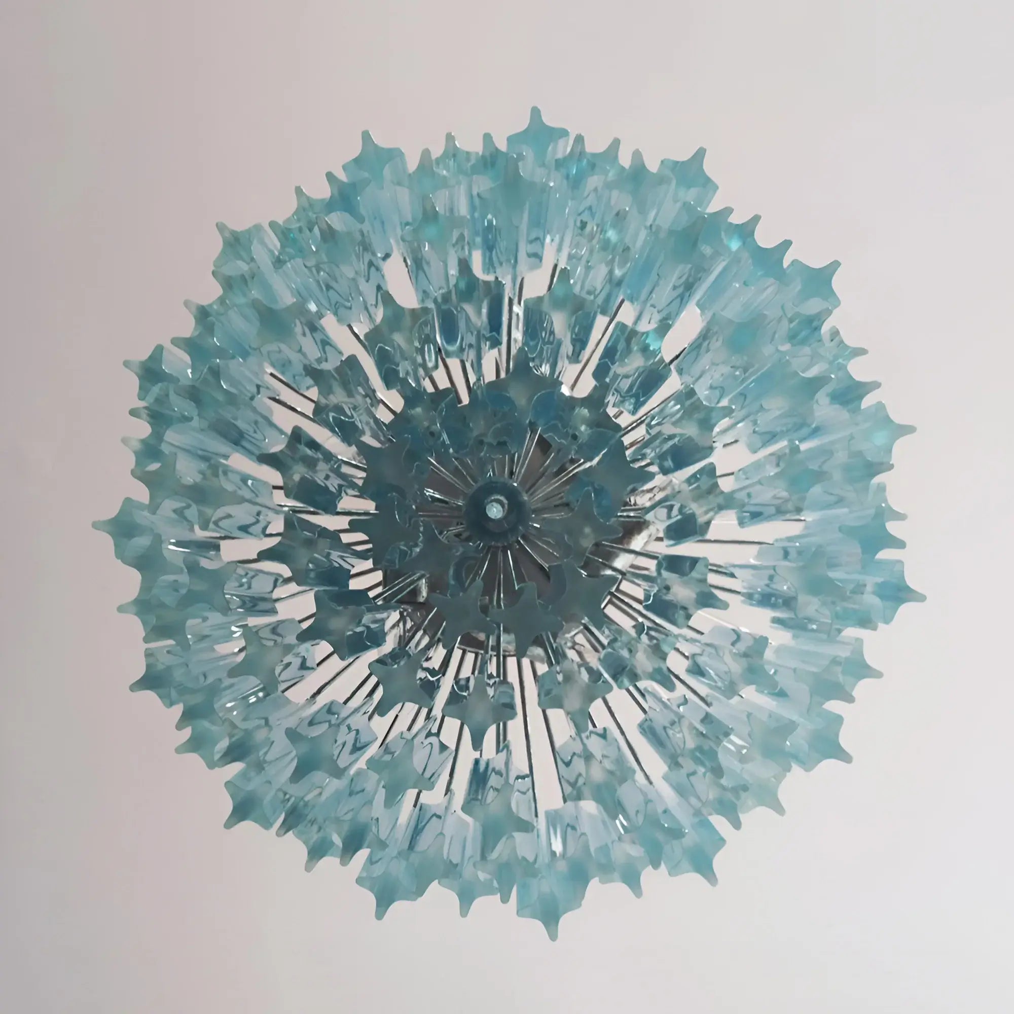 Gorgeous Murano Quadriedri Prisms Blue Chandelier 17.7"