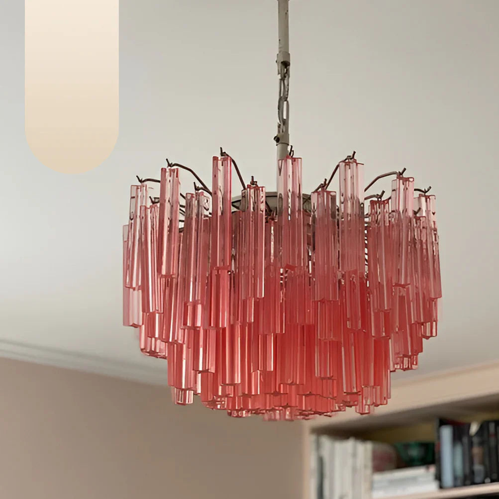 Gorgeous Murano Quadriedri Prisms Pink Chandelier