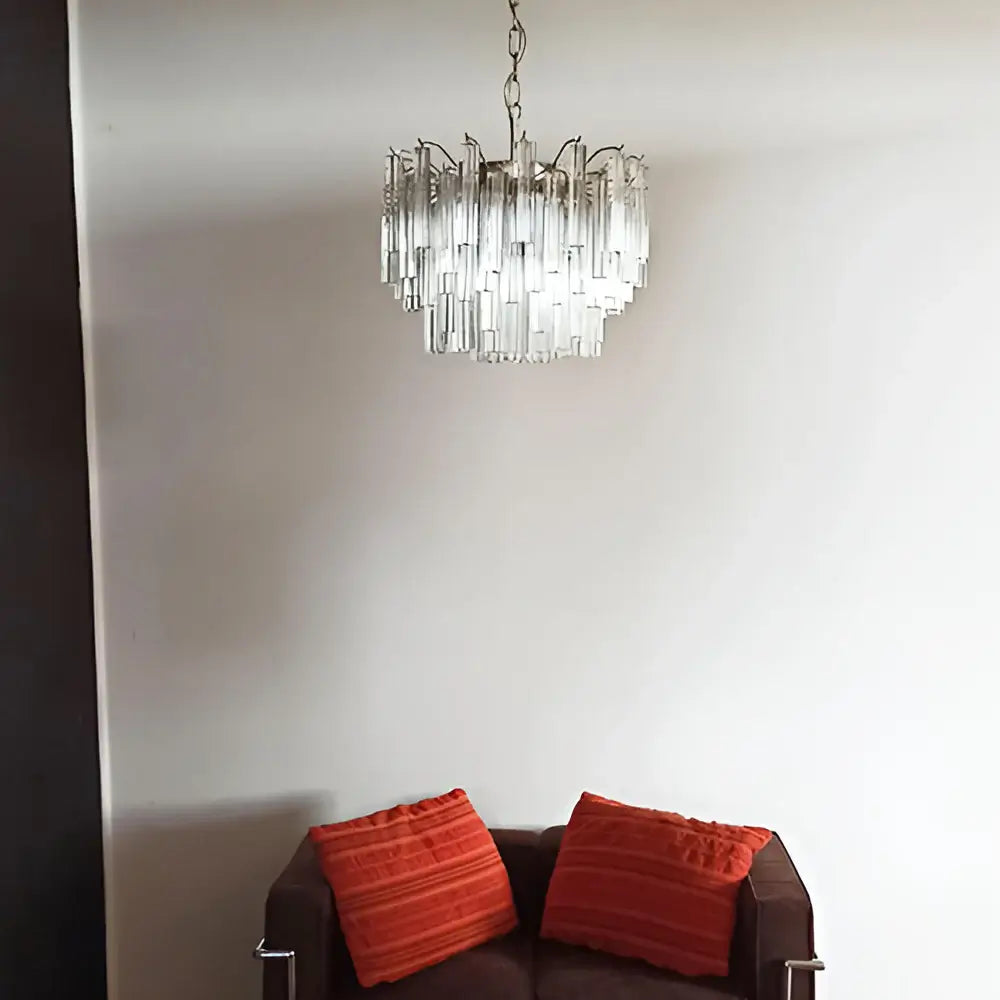 Gorgeous Murano Quadriedri Prisms Transparent Chandelier