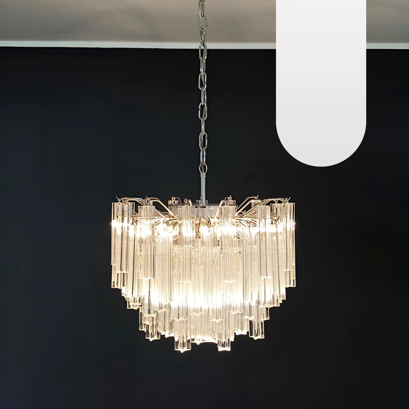 Gorgeous Murano Quadriedri Prisms Transparent Chandelier