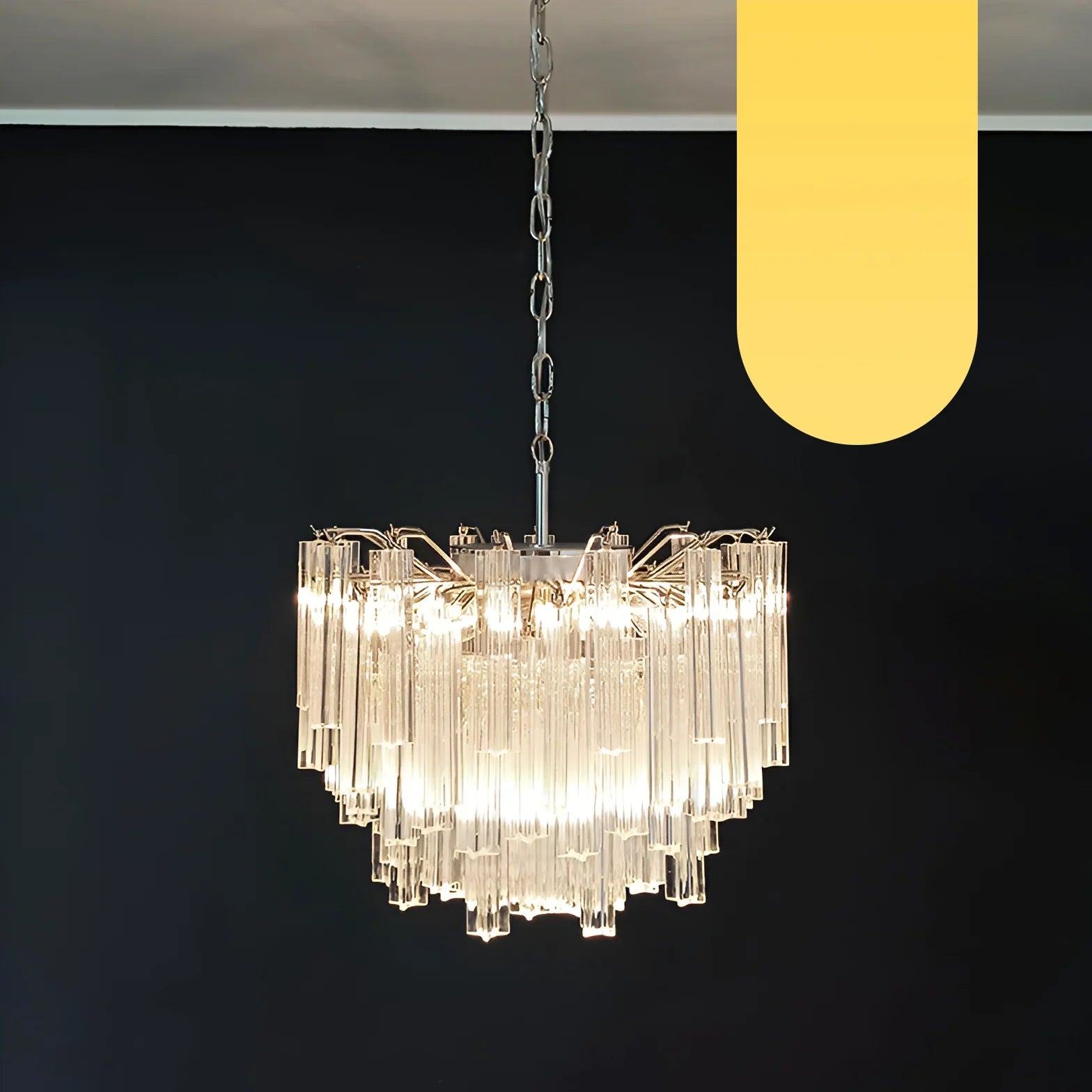 Gorgeous Murano Quadriedri Prisms Transparent Chandelier