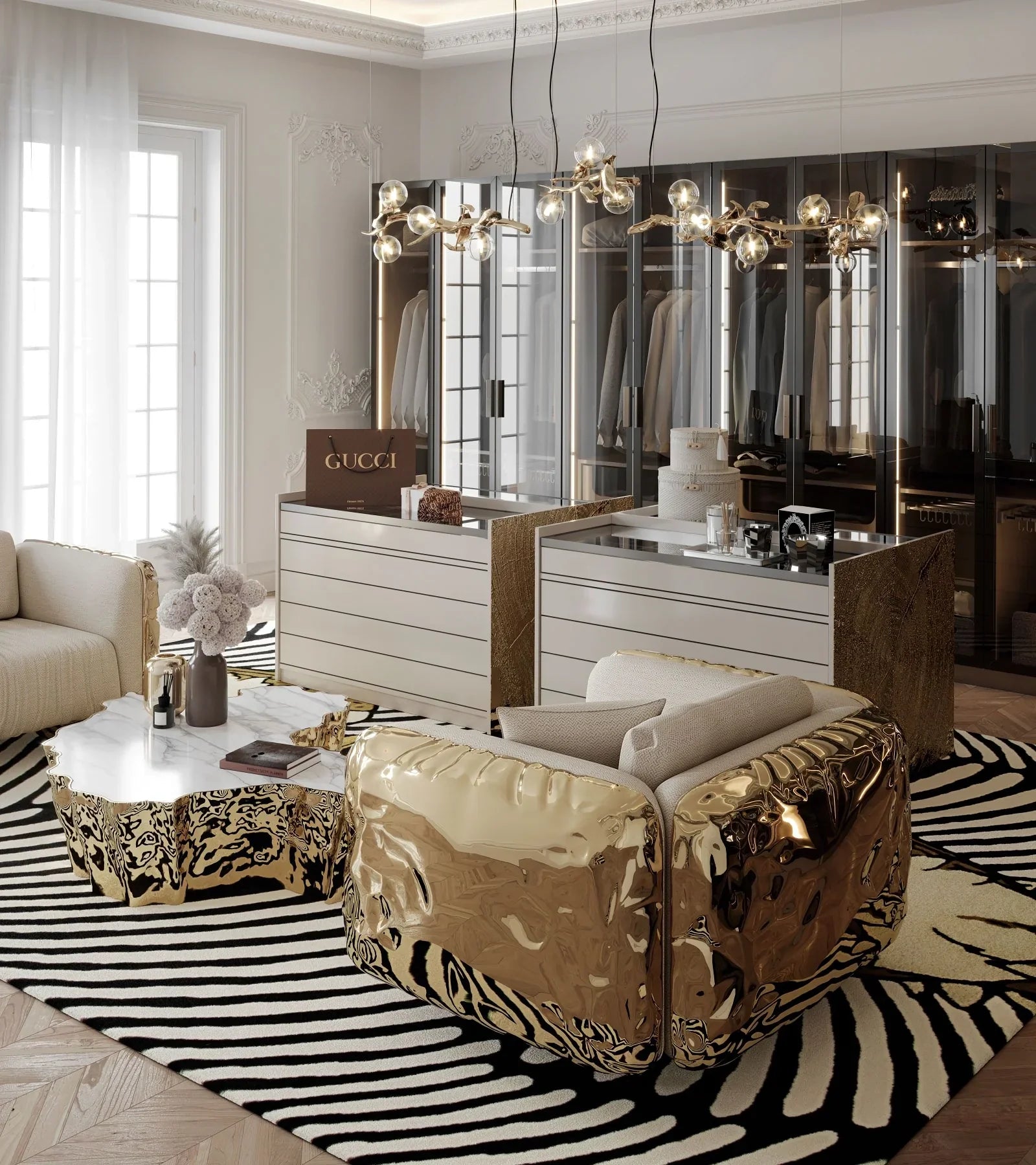 Gold Leaf Hera Chandelier