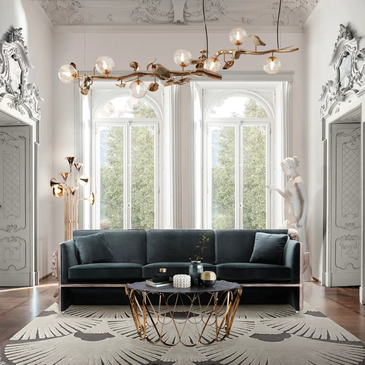 Gold Leaf Hera Chandelier