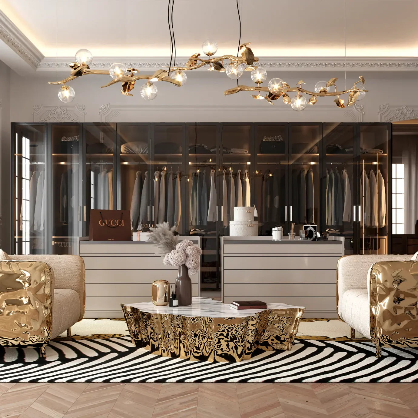 Gold Leaf Hera Chandelier