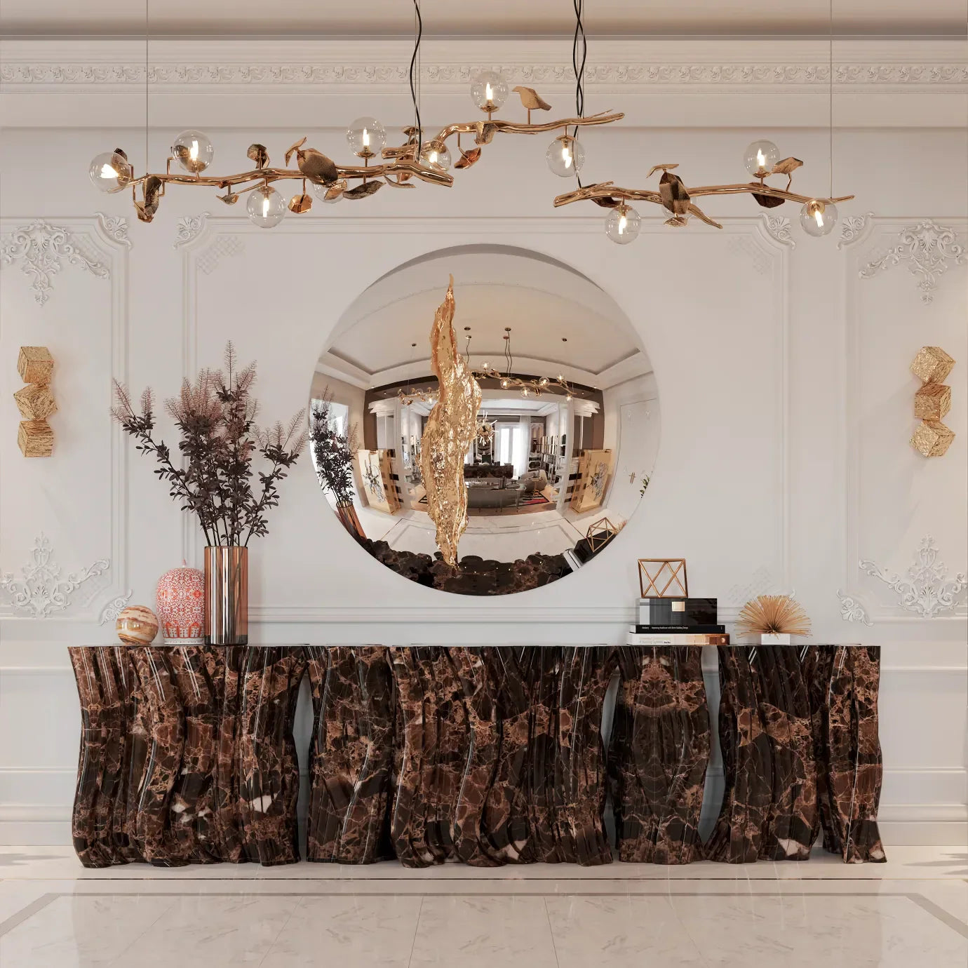 Gold Leaf Hera Chandelier