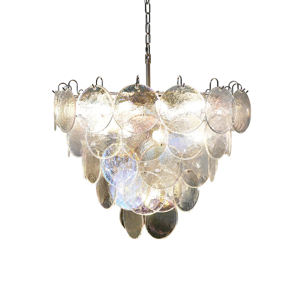 Elegant Murano Disc Iridescent Chandelier 27.6"