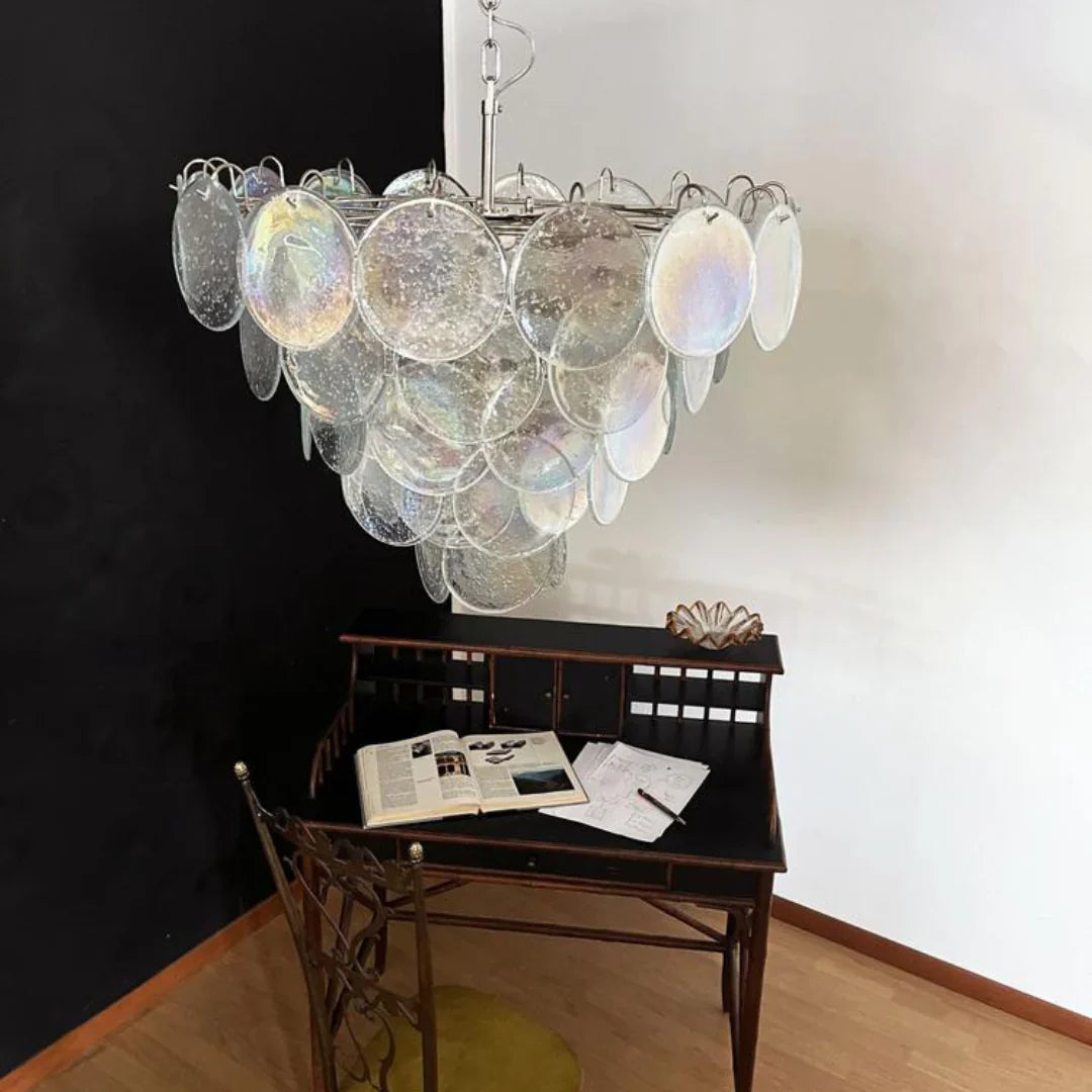 Elegant Murano Disc Iridescent Chandelier 27.6"