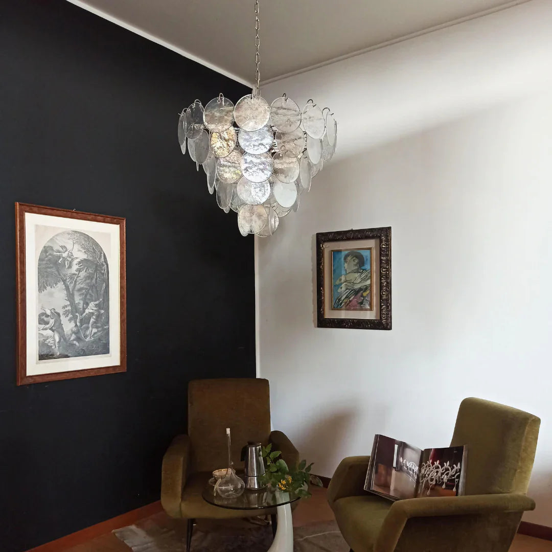 Elegant Murano Disc Iridescent Chandelier 27.6"