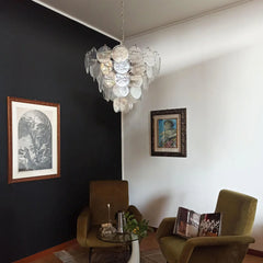 Elegant Murano Disc Iridescent Chandelier 27.6"