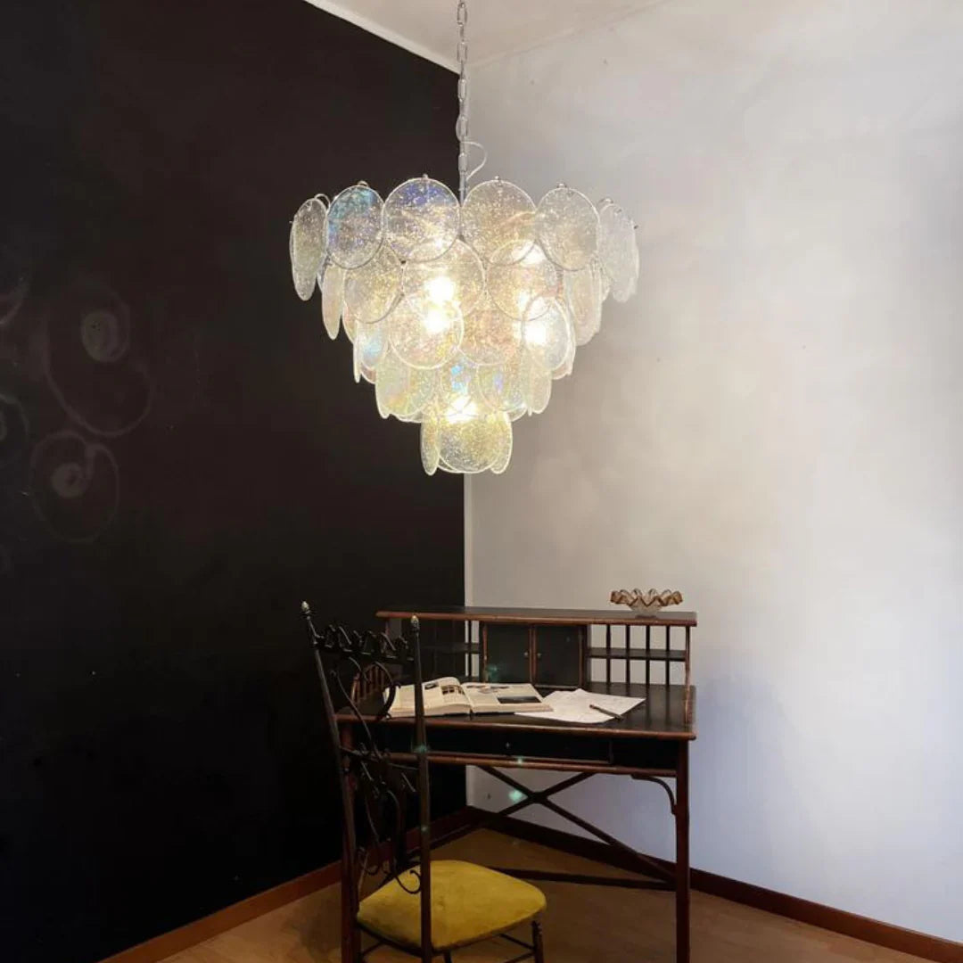Elegant Murano Disc Iridescent Chandelier 27.6"