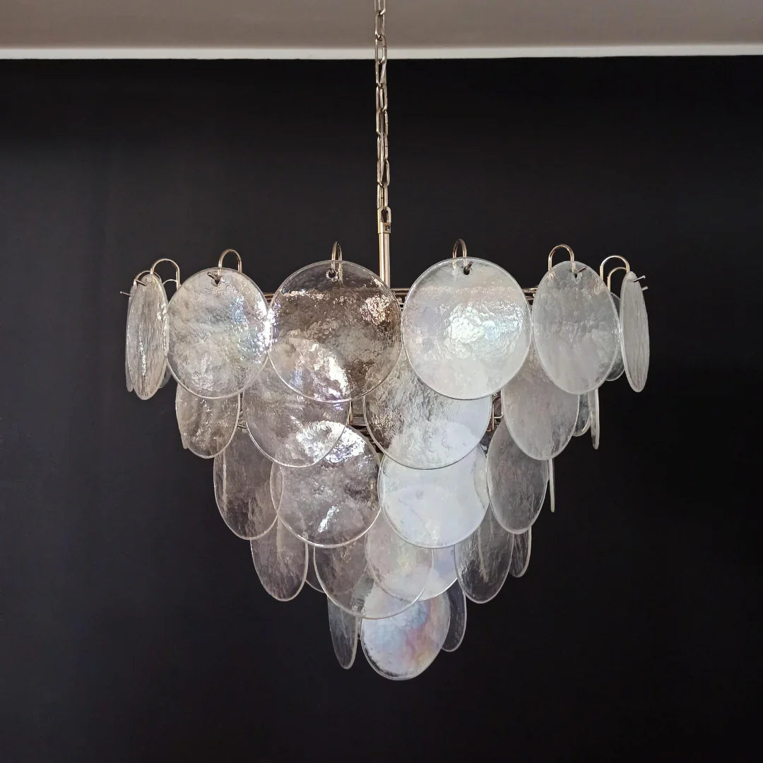Elegant Murano Disc Iridescent Chandelier 27.6"