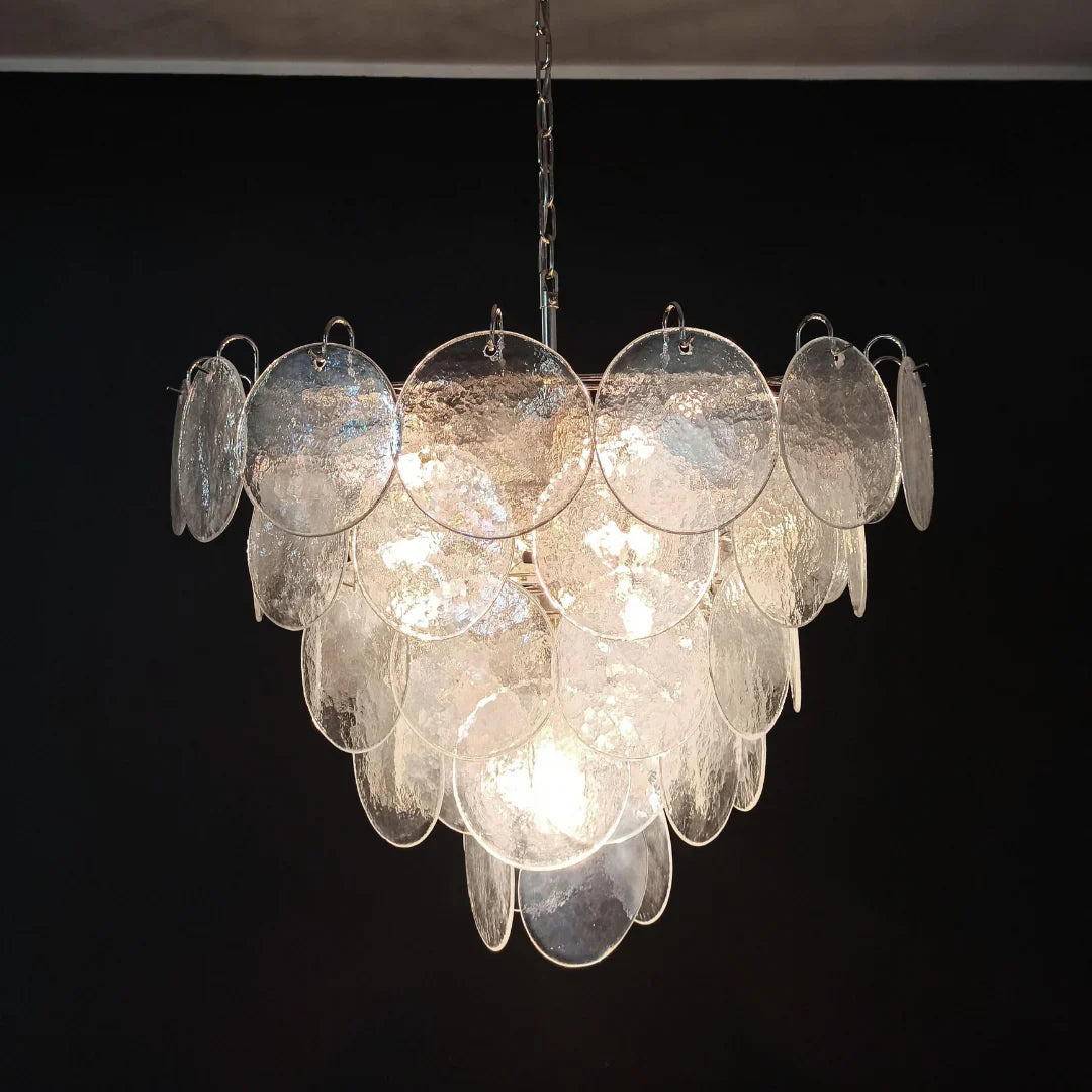 Elegant Murano Disc Iridescent Chandelier 27.6"