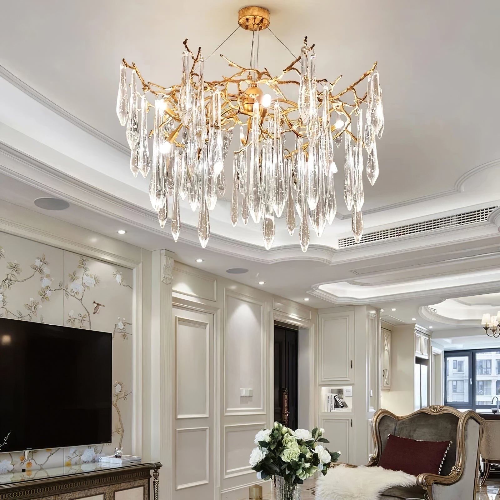 Annata Ice Strip Crystal Chandelier