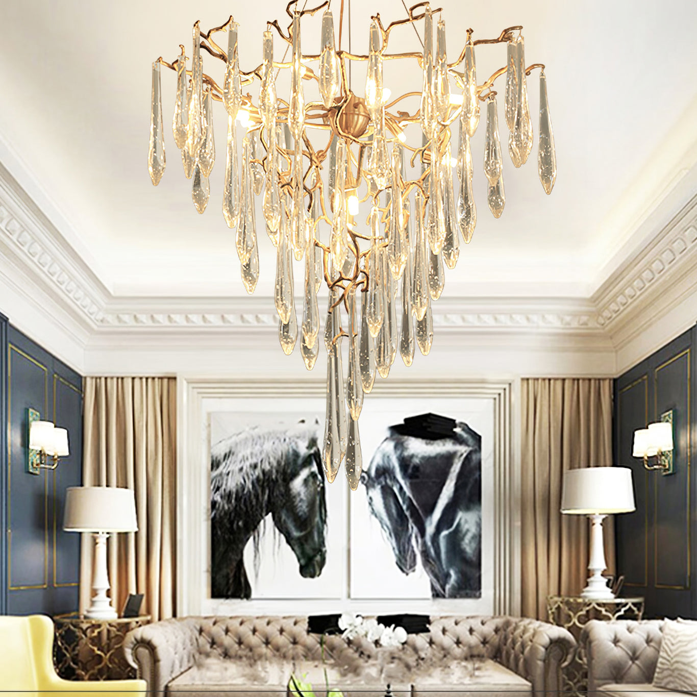 Annata Ice Strip Crystal Chandelier