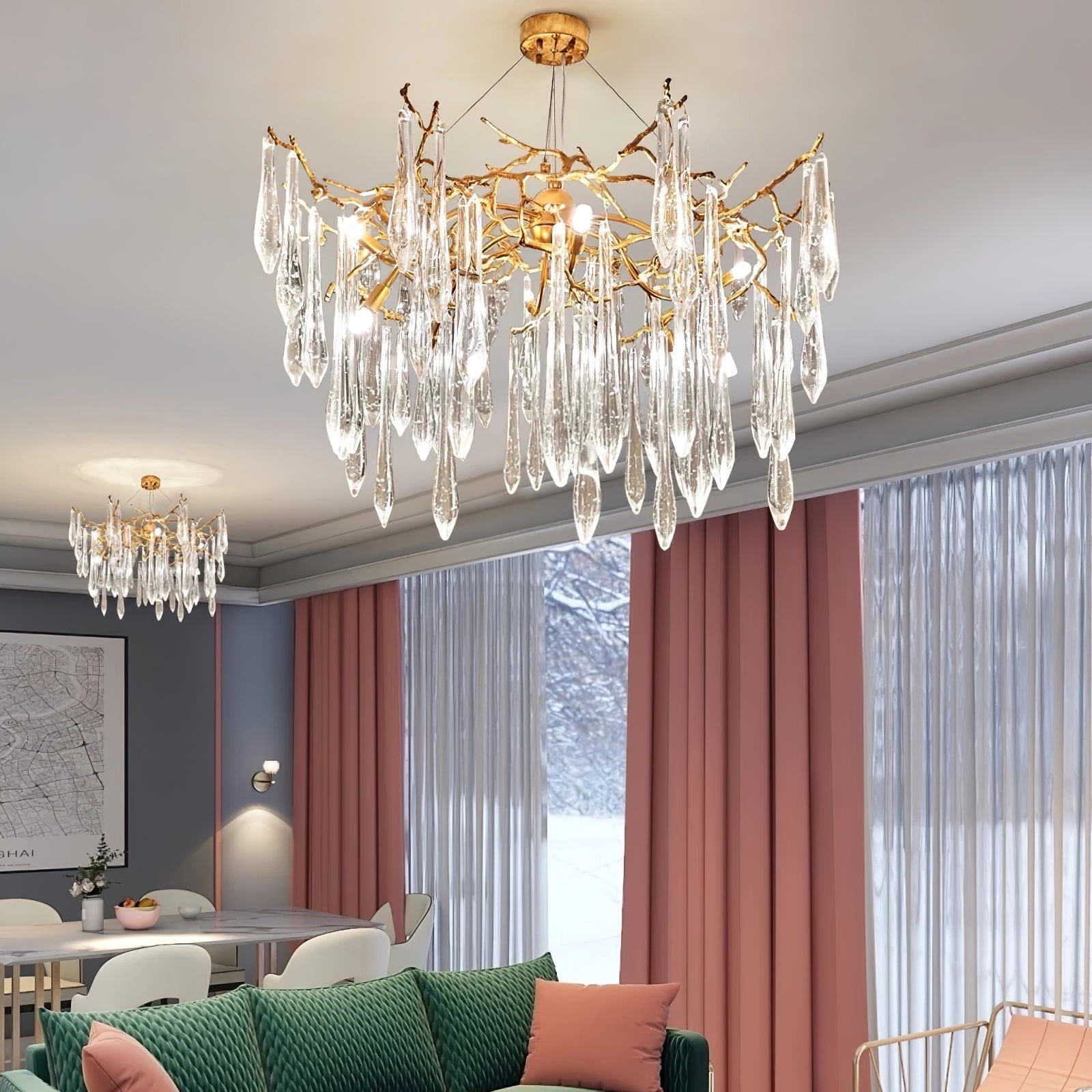 Annata Ice Strip Crystal Chandelier
