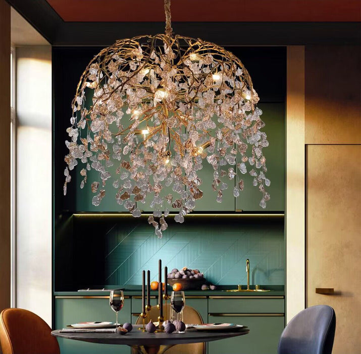 Shiro Glass Leaves Chandelier