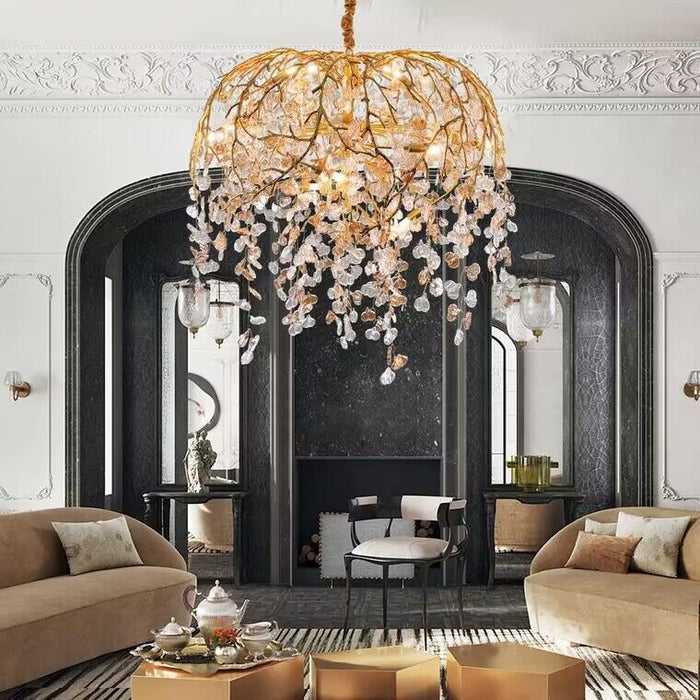 Shiro Glass Leaves Chandelier