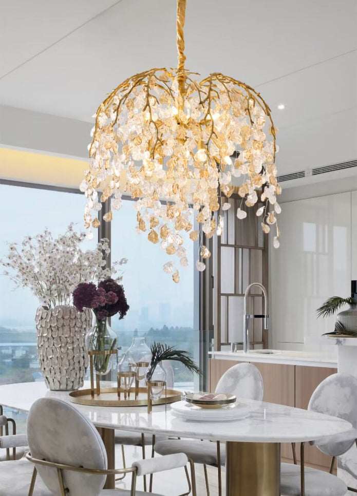 Shiro Glass Leaves Chandelier