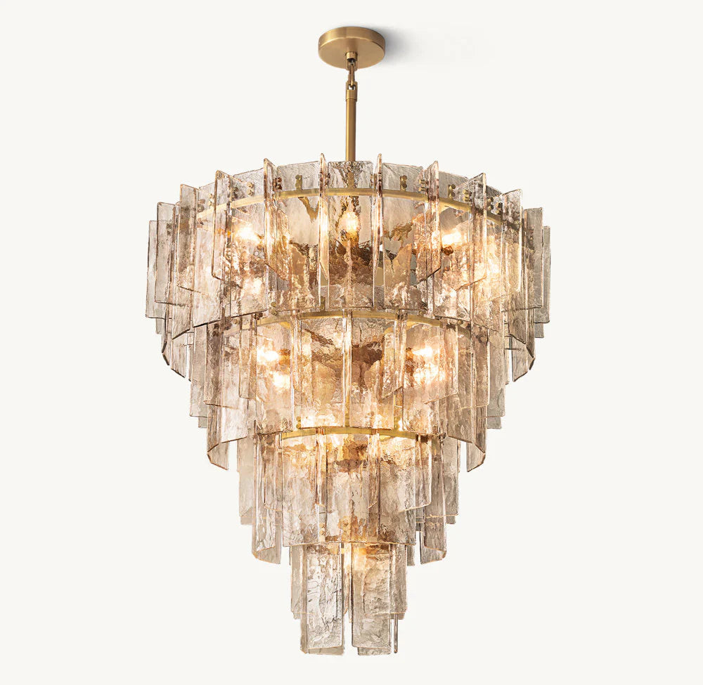 LATTICE SMOKE GLASS TIERED CHANDELIER 47"