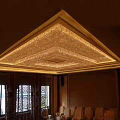 Large square golden crystal chandelier