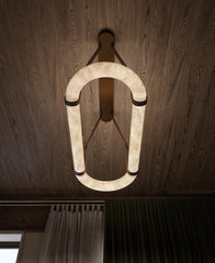 Leather Circle Alabaster Chandelier