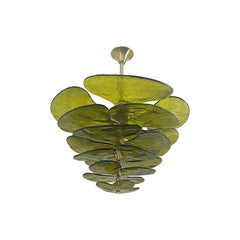 Textured Glass Leaf Green Chandelier 21" 26" 32" 35"