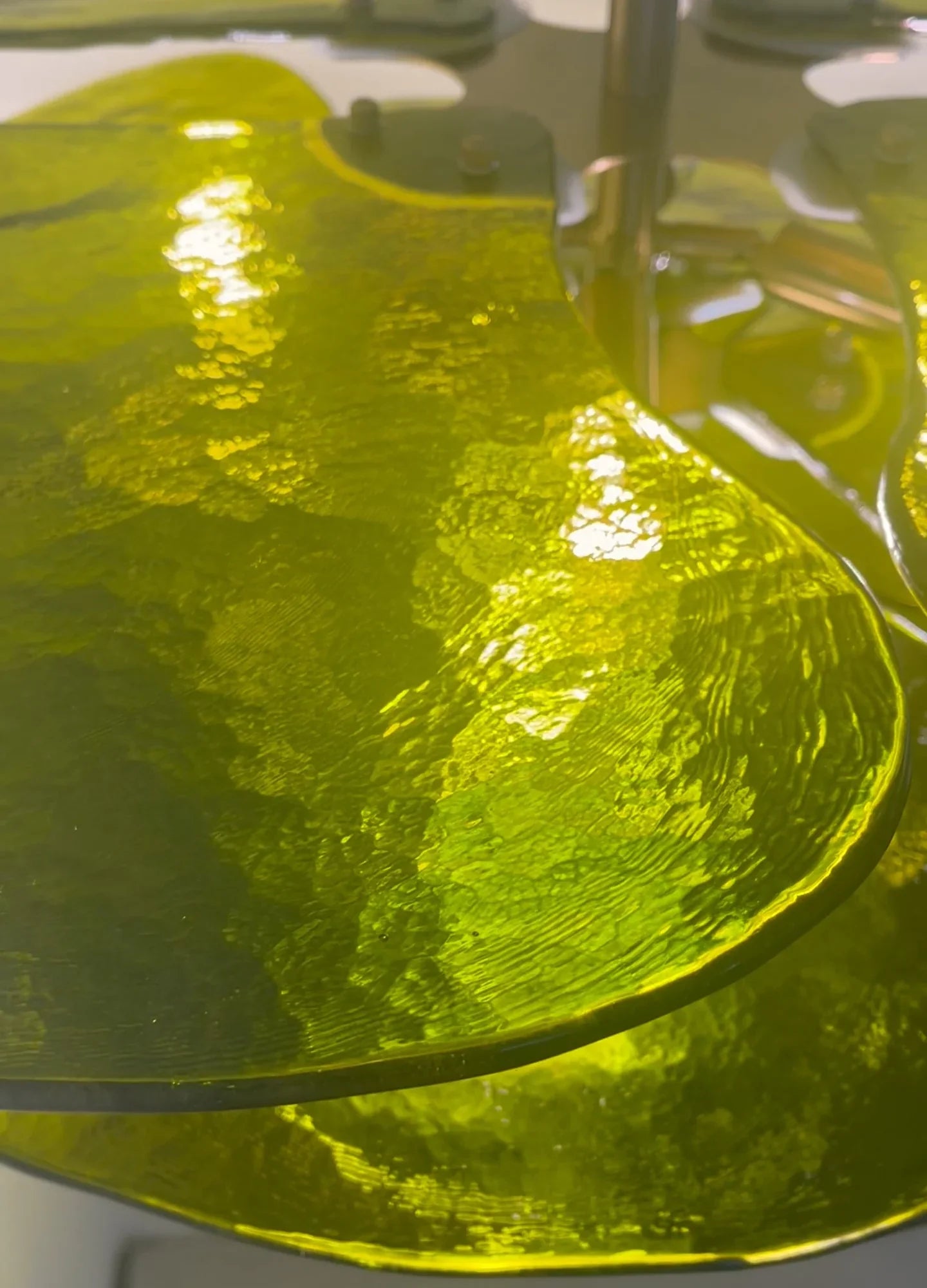 Textured Glass Leaf Green Chandelier 21" 26" 32" 35"