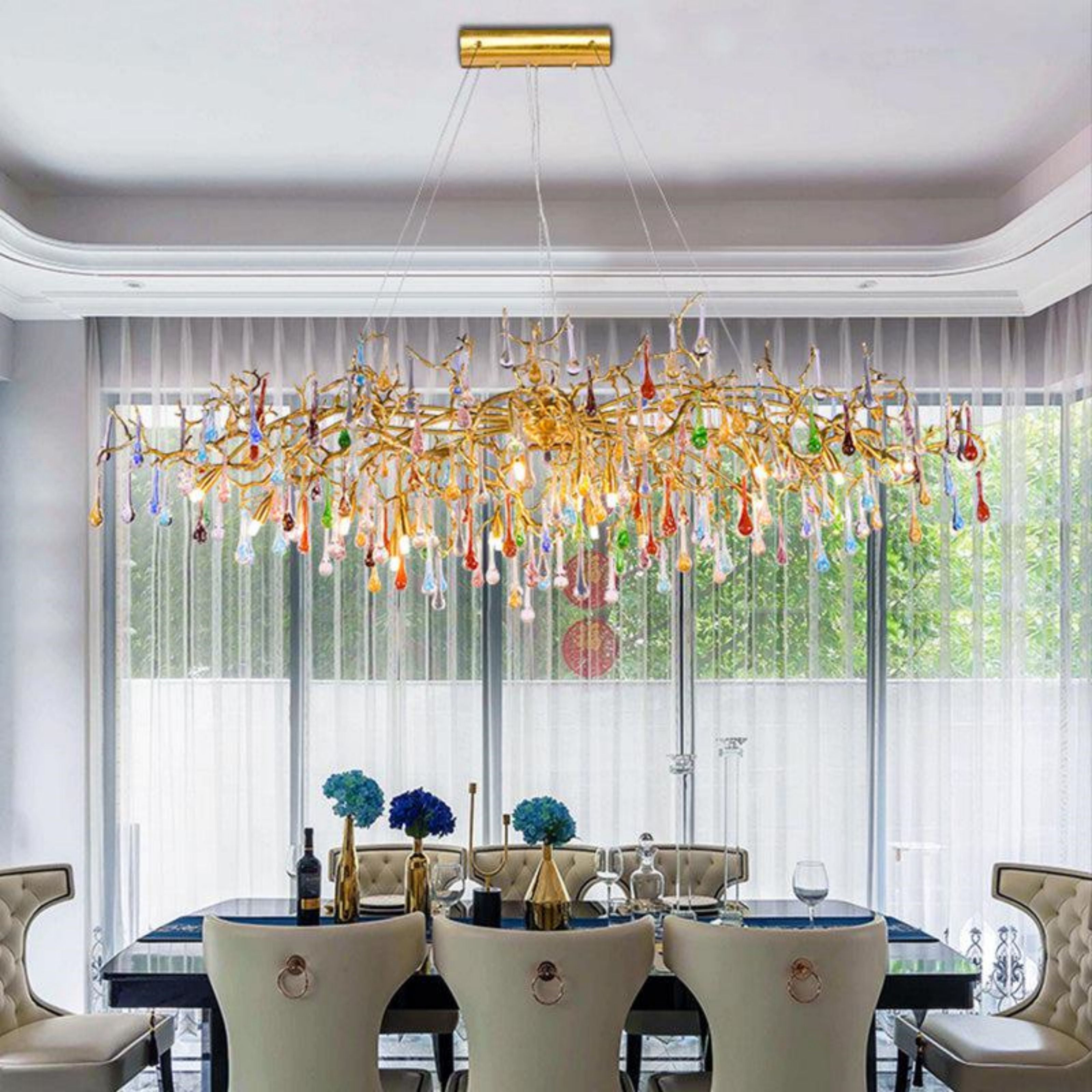 Teardrop Colorful Dining Branch Chandelier