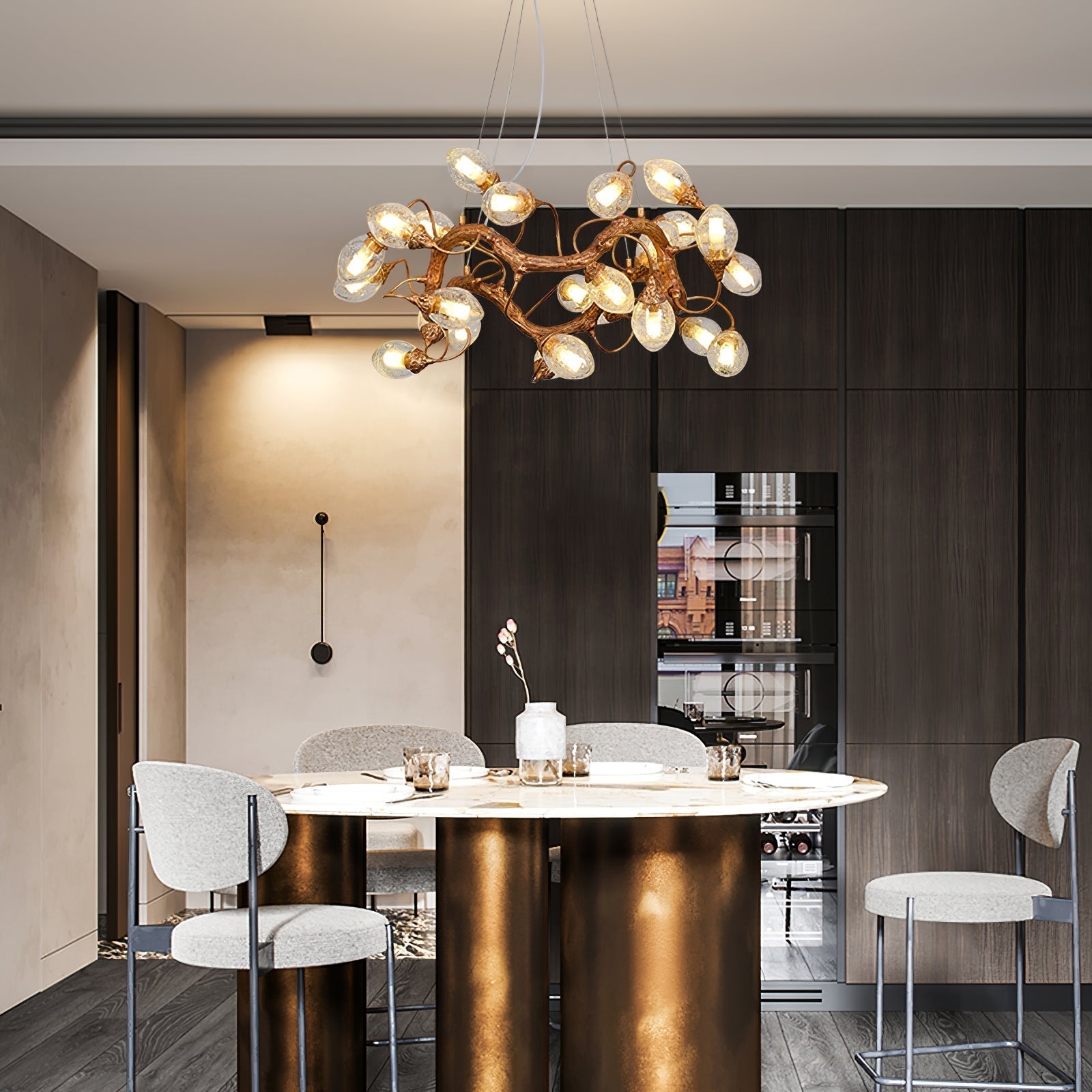 Lotus Bud Brass Chandeliers