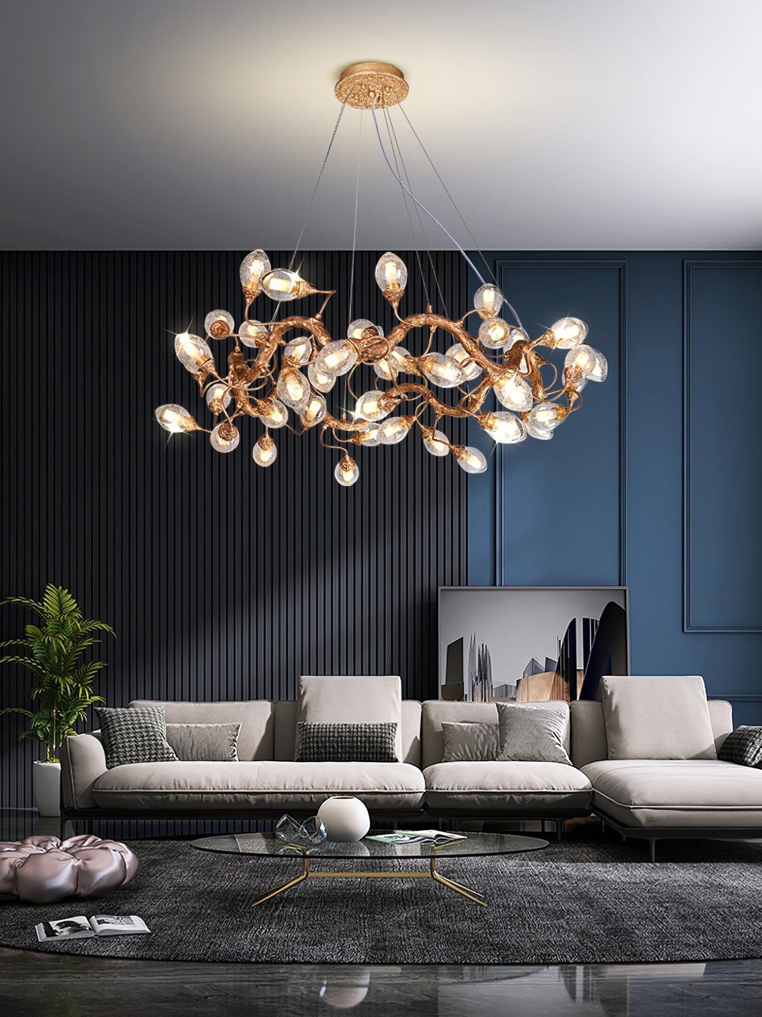Lotus Bud Brass Chandeliers