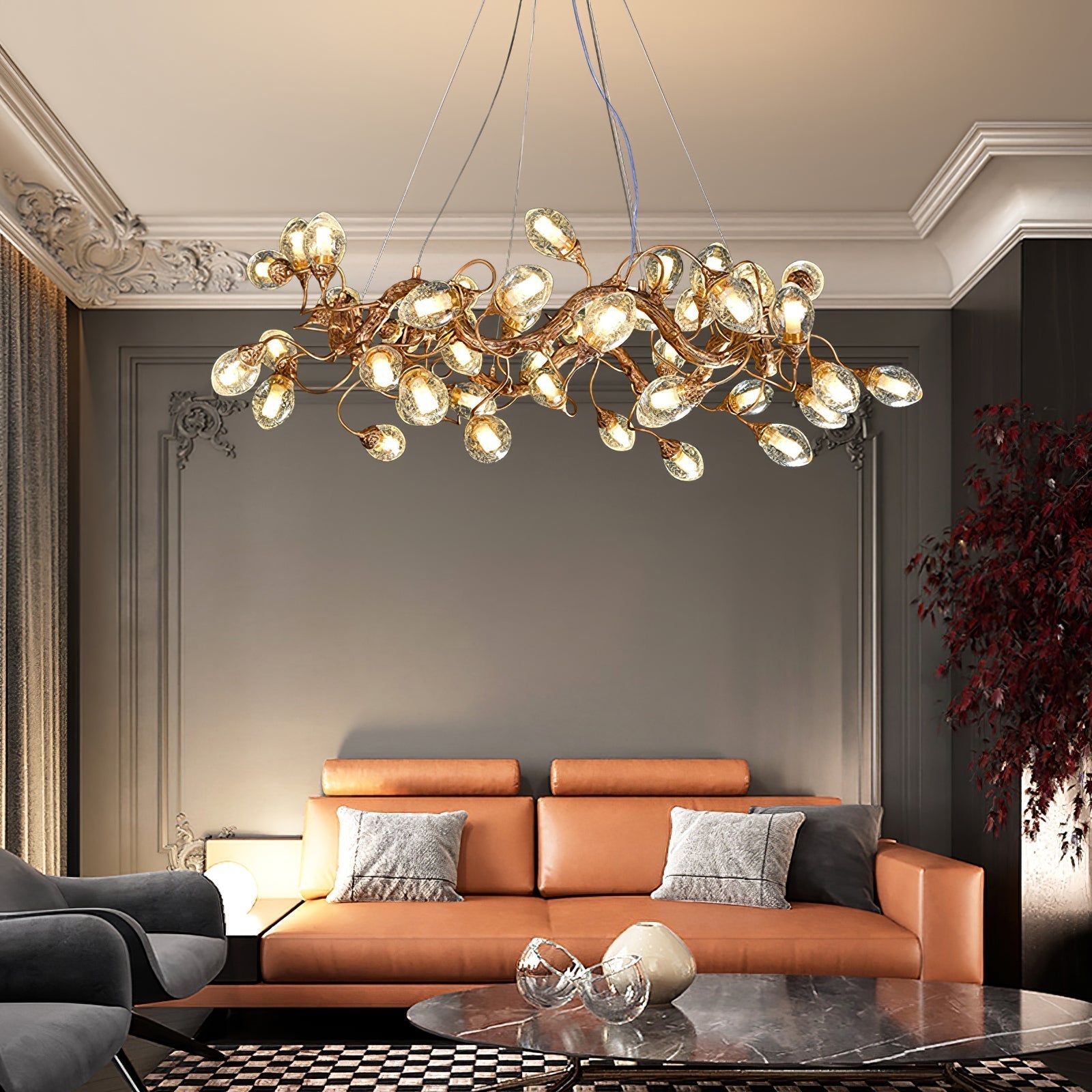 Lotus Bud Brass Chandeliers